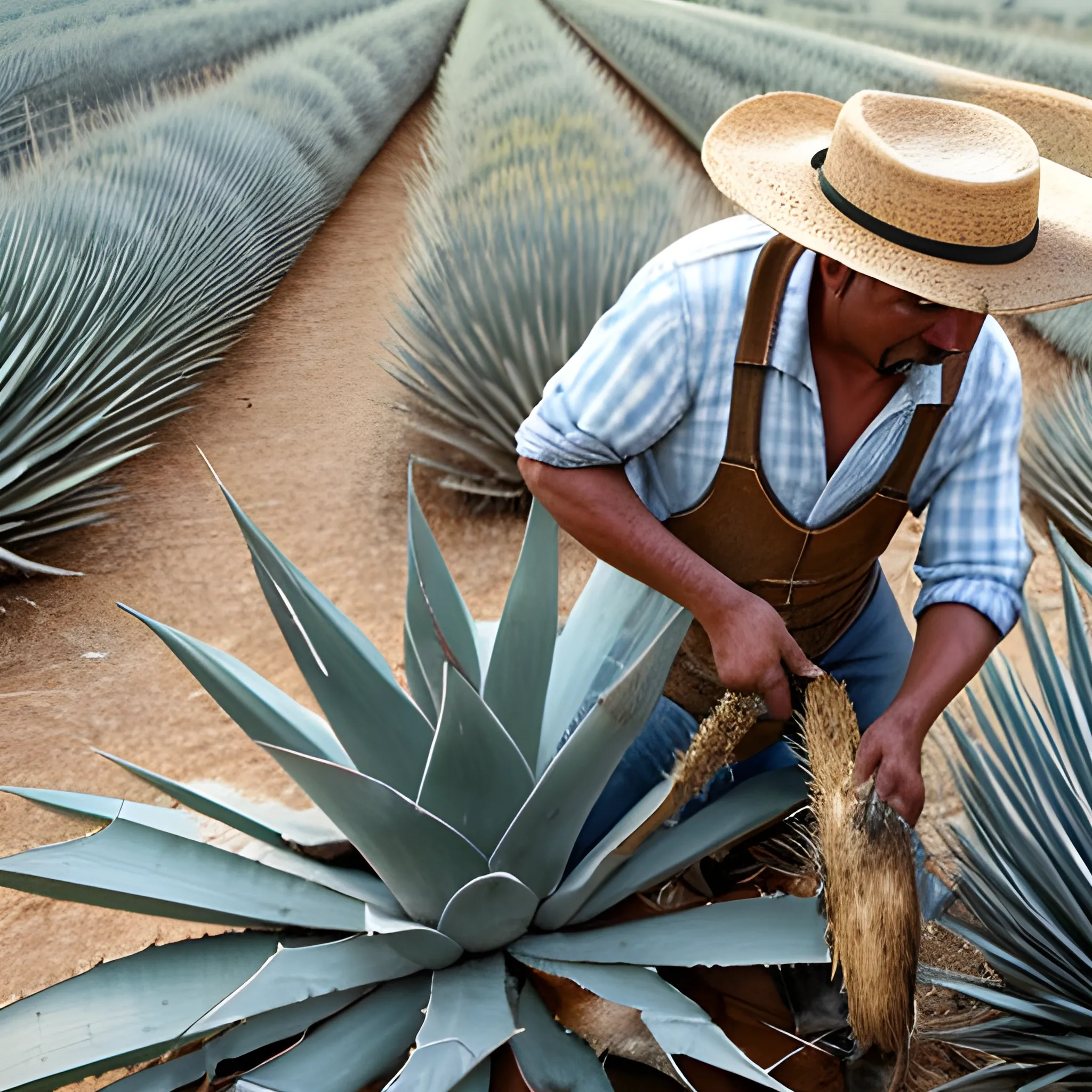 campesino cortando agave