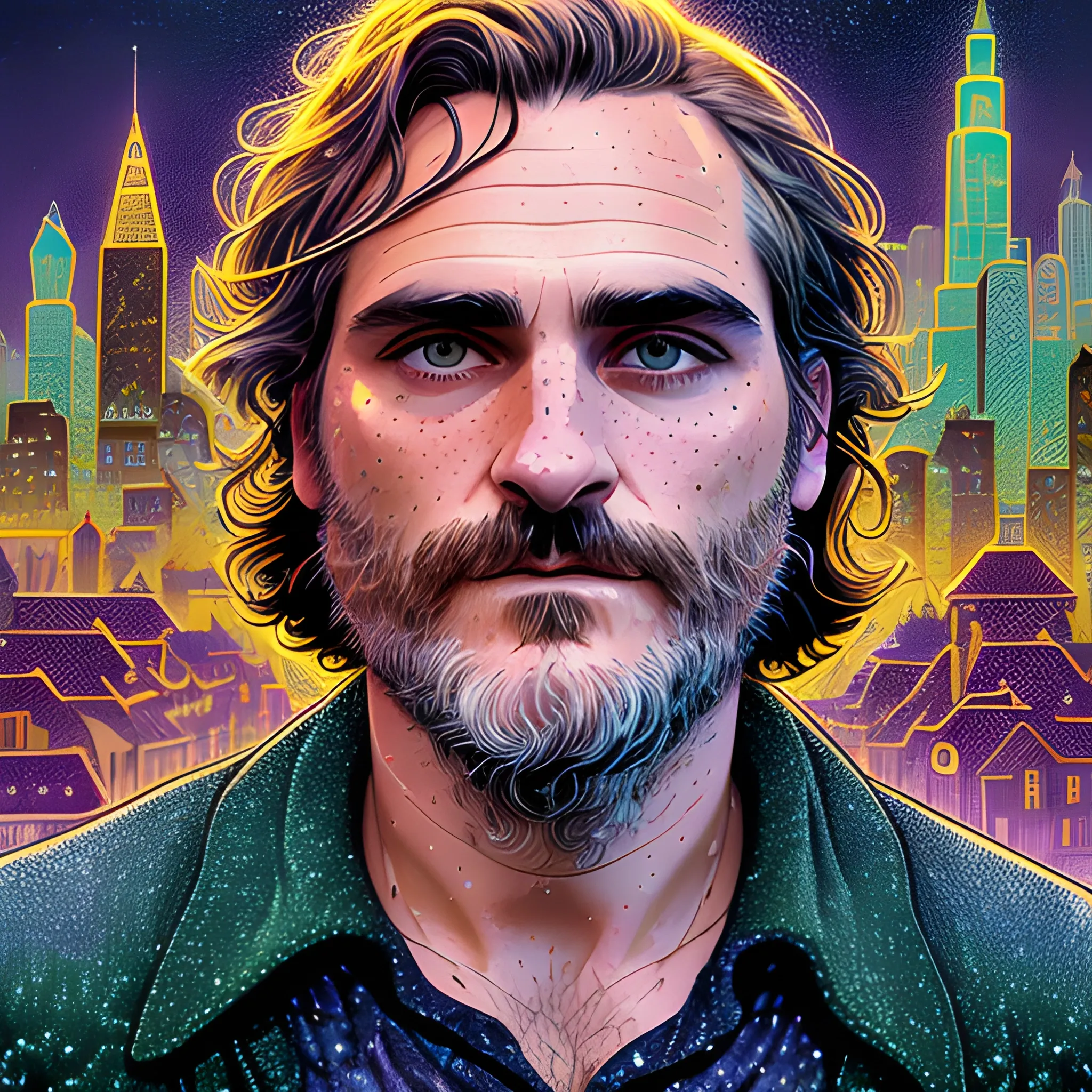 Joaquin Phoenix, his highly detailed, softly freckled handsome f ...