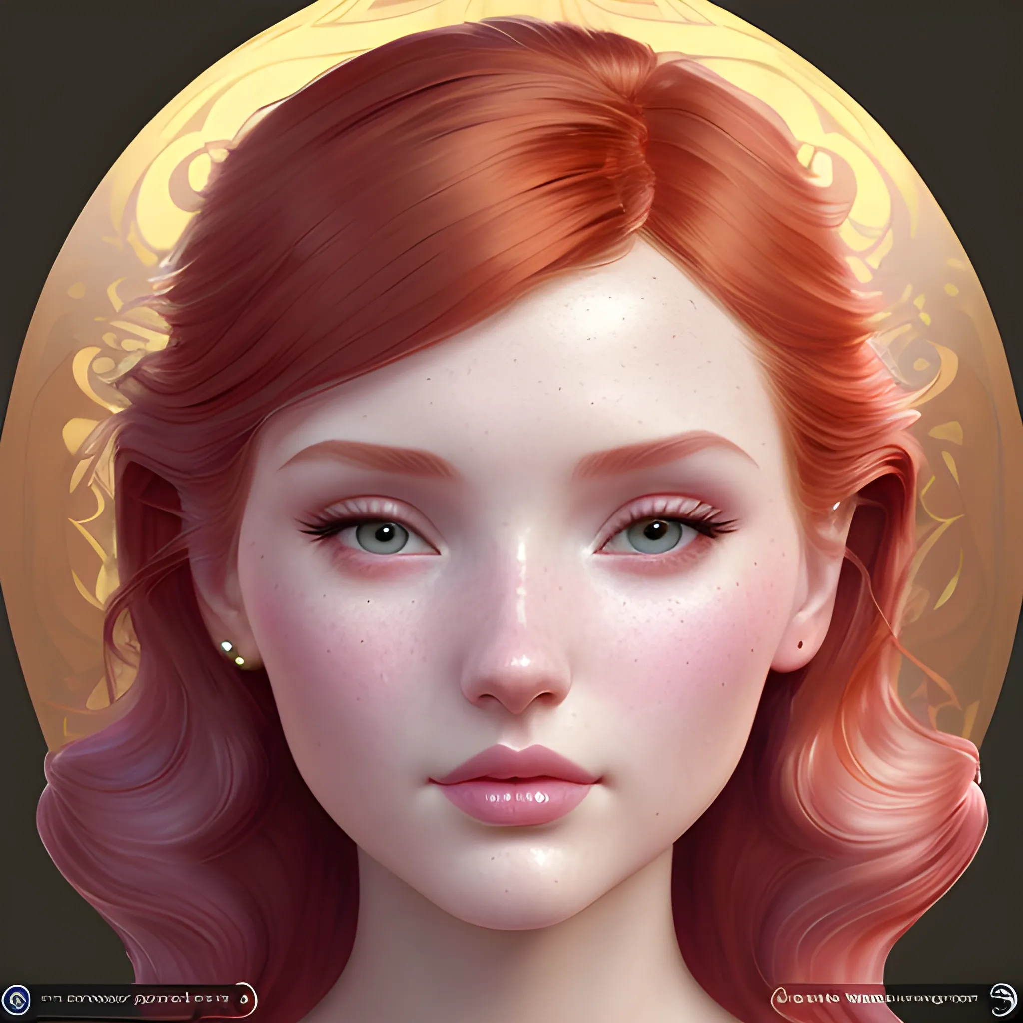 Elsa Hosk / Dove Cameron face morph; beautiful twins at a lotus pond; red hair, gold-hazel eyes; highly detailed beautiful faces; glitter, renaissance; high contrast, pastel, sorbet, pearlescent, Unreal Engine 5; by Dan Parent, Alphonse Mucha, Artgerm, WLOP, intricately detailed, fantasy, bizarre, beautiful, Chromolithography, Soft Shading, Unreal Engine; digital painting, smooth, sharp focus, illustration, art by lisa frank, Steve Goad, Frank Frazetta, William-Adolphe Bouguereau, Unreal Engine 5, Cartoon, 3D, Oil Painting; dark red hair