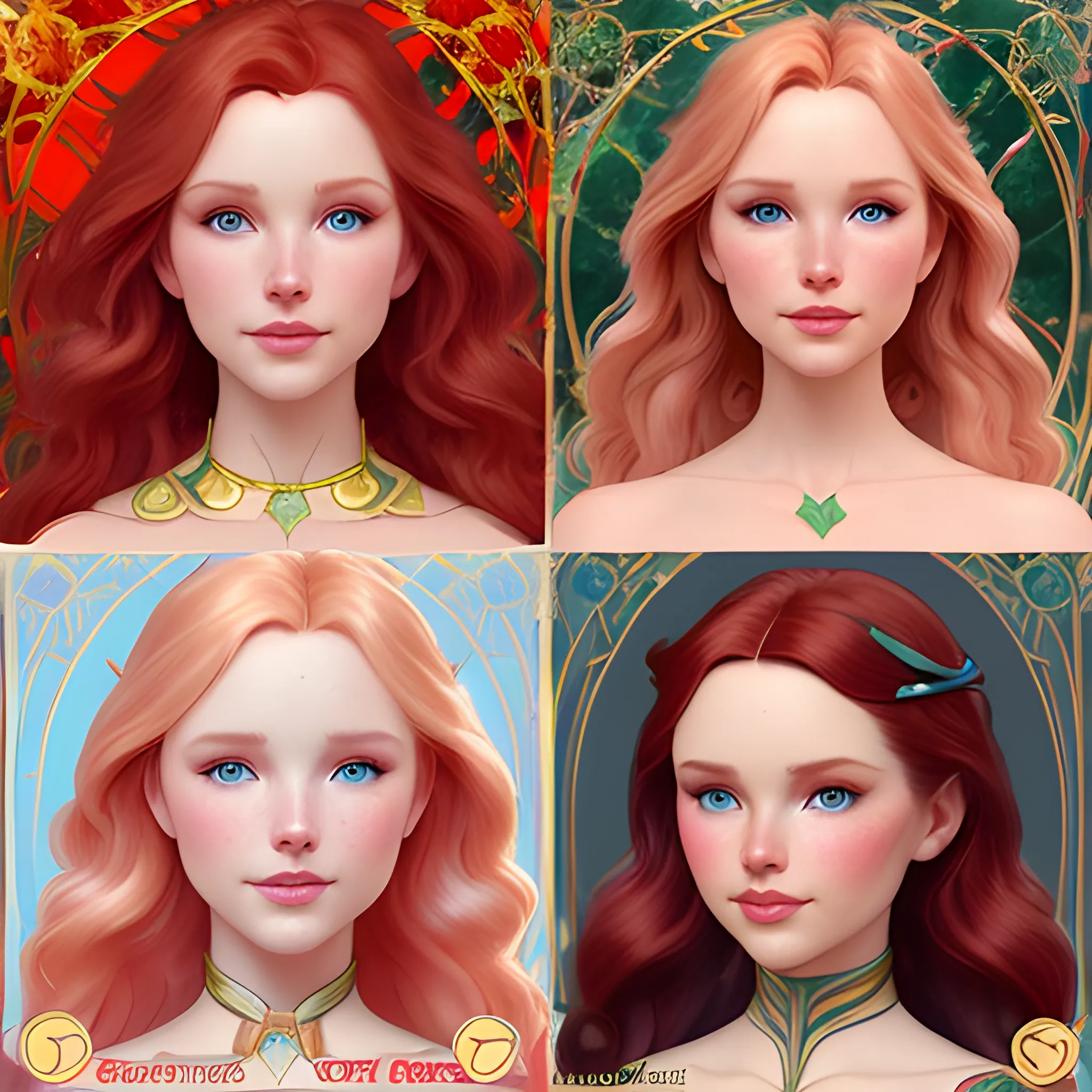 Elsa Hosk / Dove Cameron / Robyn Lively / Amanda Holden  face morph; beautiful twins at a lotus pond; red hair, gold-hazel eyes; highly detailed beautiful faces; glitter, renaissance; high contrast, pastel, sorbet, pearlescent, Unreal Engine 5; by Dan Parent, Alphonse Mucha, Artgerm, WLOP, intricately detailed, fantasy, bizarre, beautiful, Chromolithography, Soft Shading, Unreal Engine; digital painting, smooth, sharp focus, illustration, art by lisa frank, Steve Goad, Frank Frazetta, William-Adolphe Bouguereau, Unreal Engine 5, Cartoon, 3D, Oil Painting; dark red hair