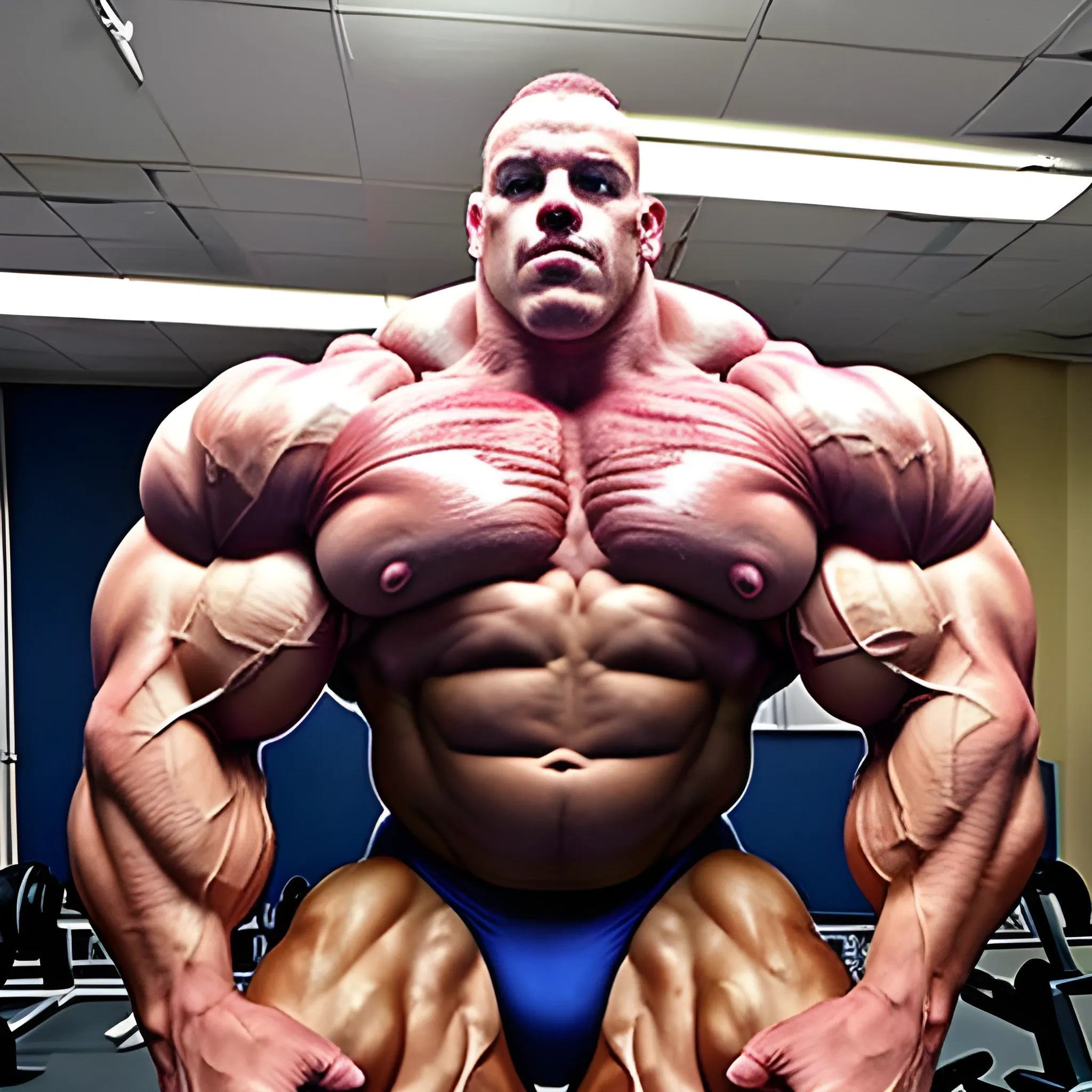 3-meter bodybuilder with a beautiful muscle morph, flex their massive 3000 lbs, body monster muscle,, Trippy