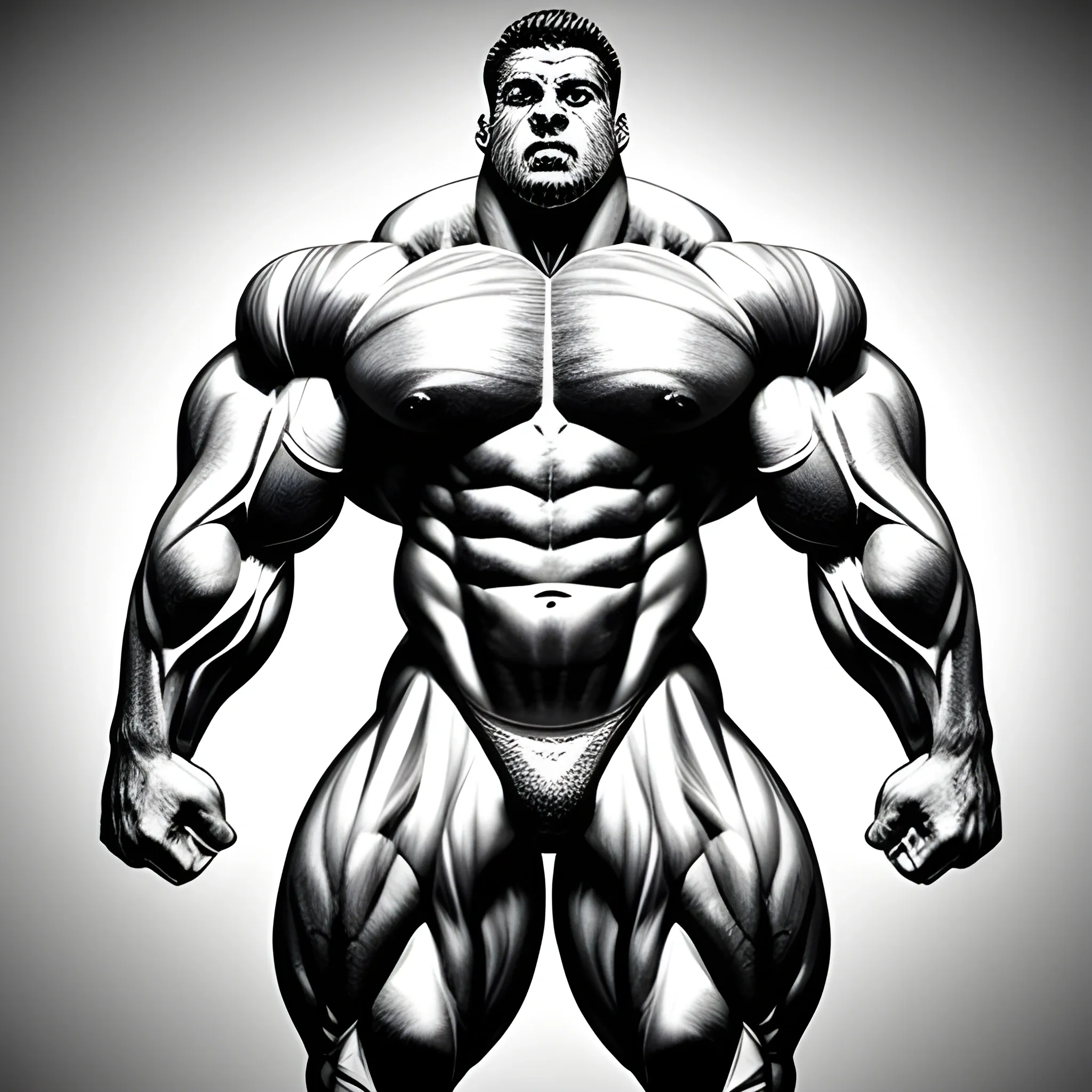 3-meter bodybuilder with a beautiful muscle morph, flex their massive 3000 lbs, body monster muscle,, Trippy, Pencil Sketch