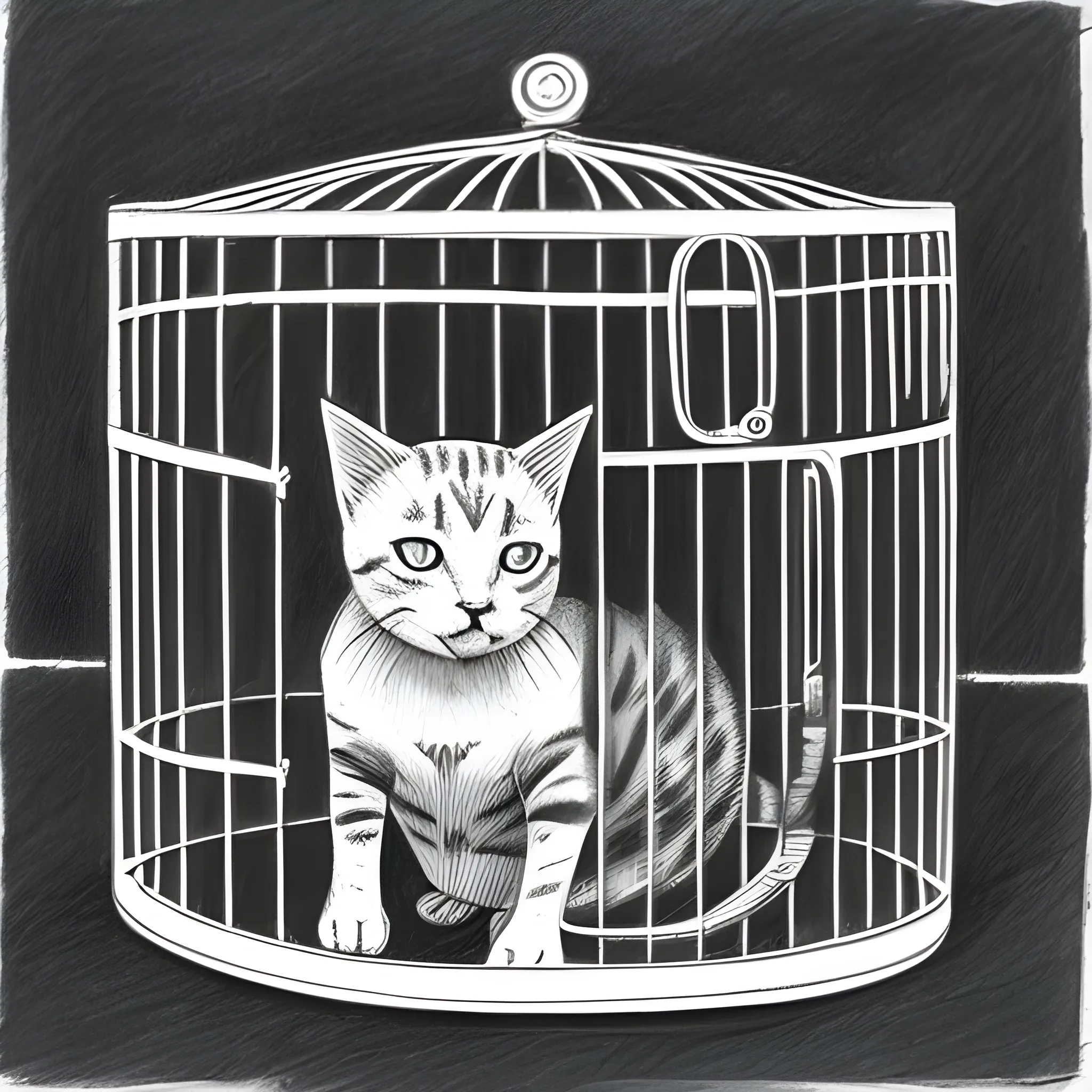 cat cage, Pencil Sketch