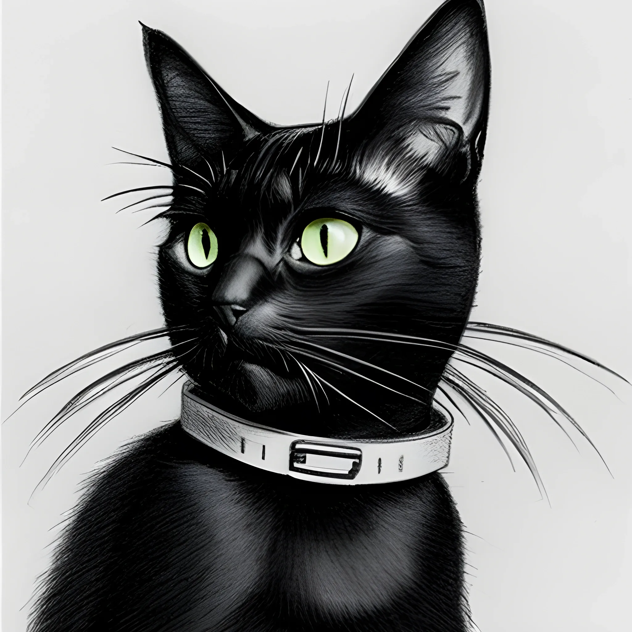 black cat's collar, Pencil Sketch