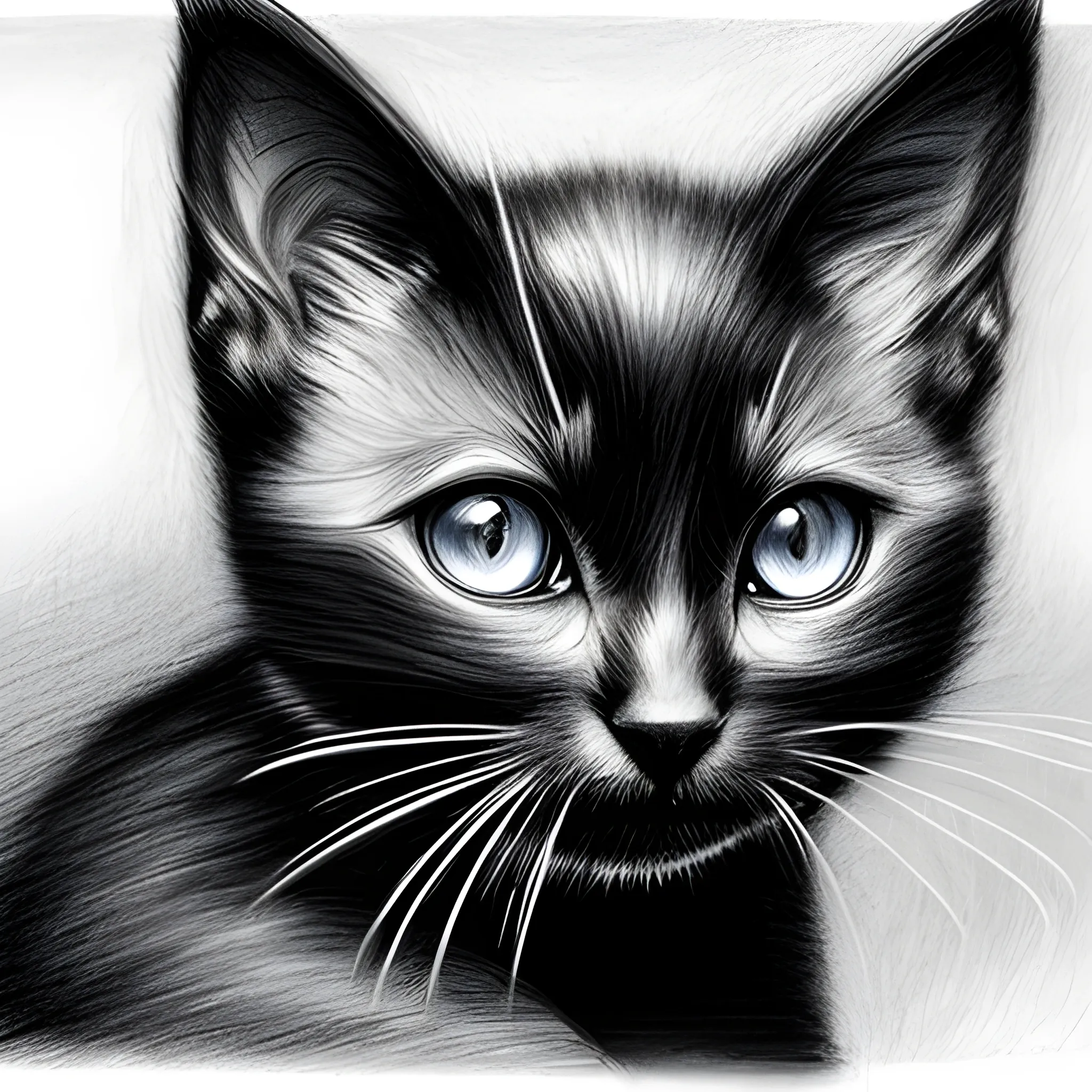 black kitten feel pain, Pencil Sketch