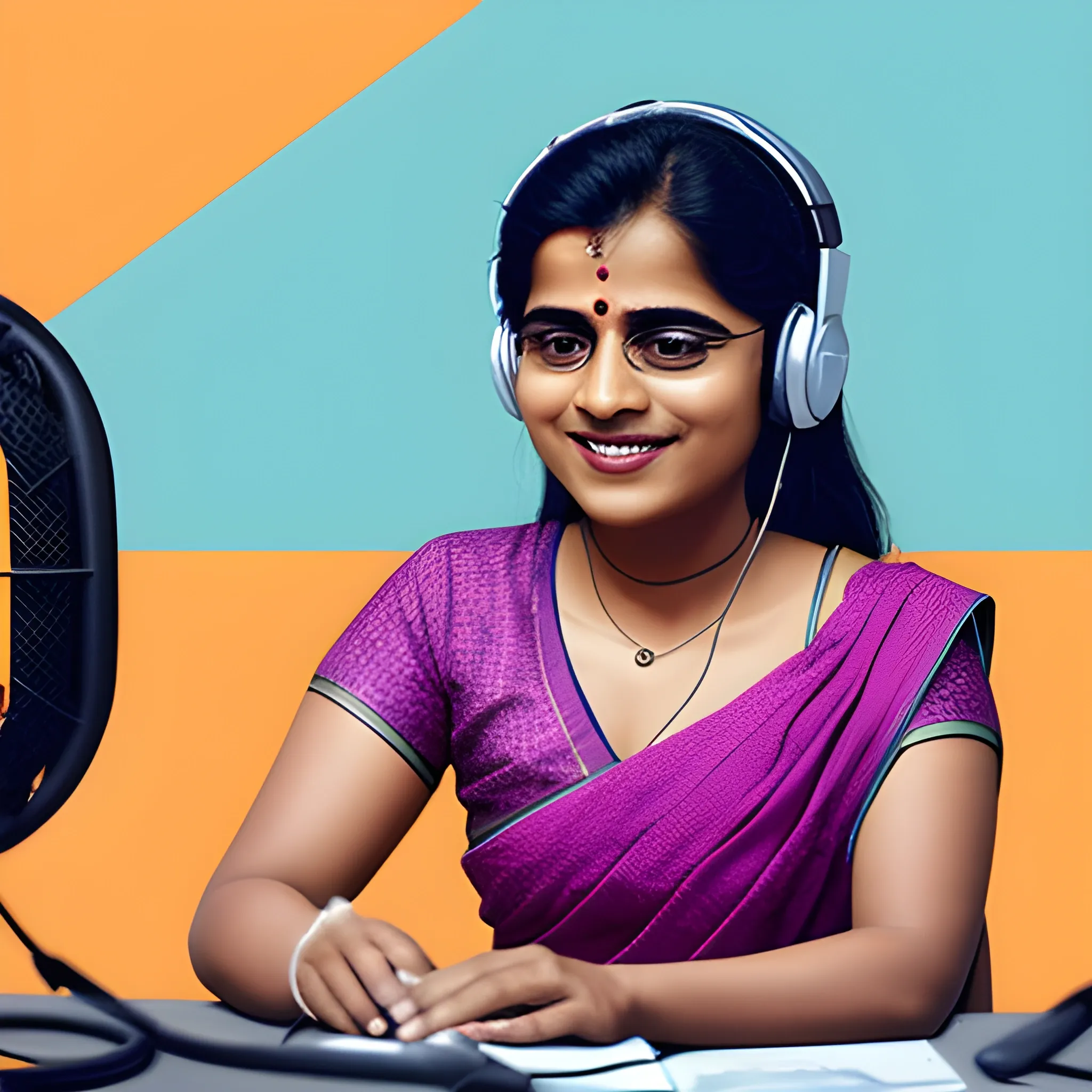 Generate an image of podcast using regional languages for Indians