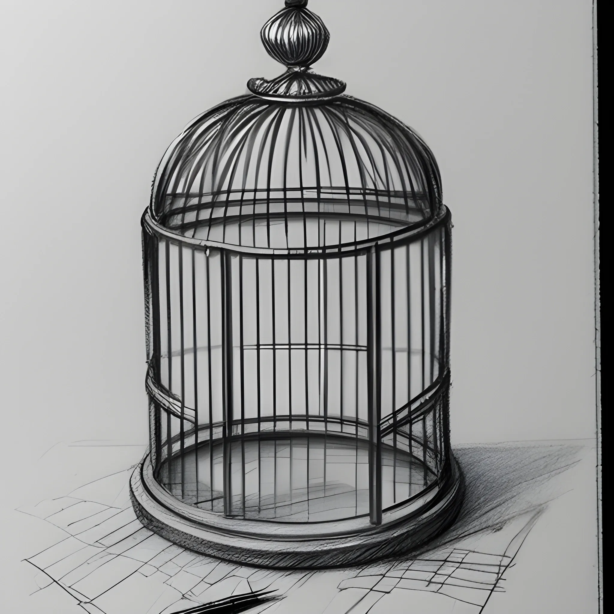 broken cage, Pencil Sketch