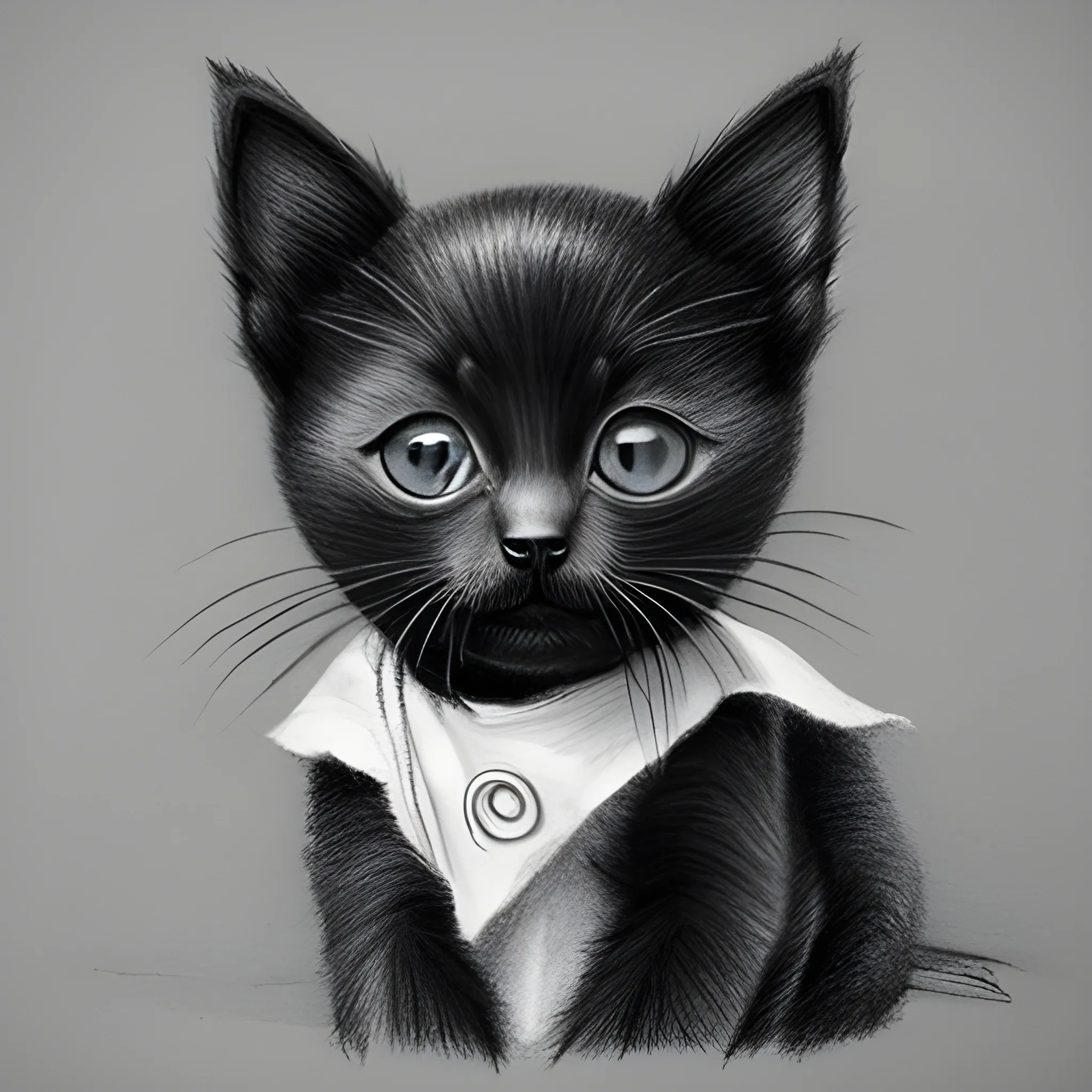 happy black kitten, Pencil Sketch