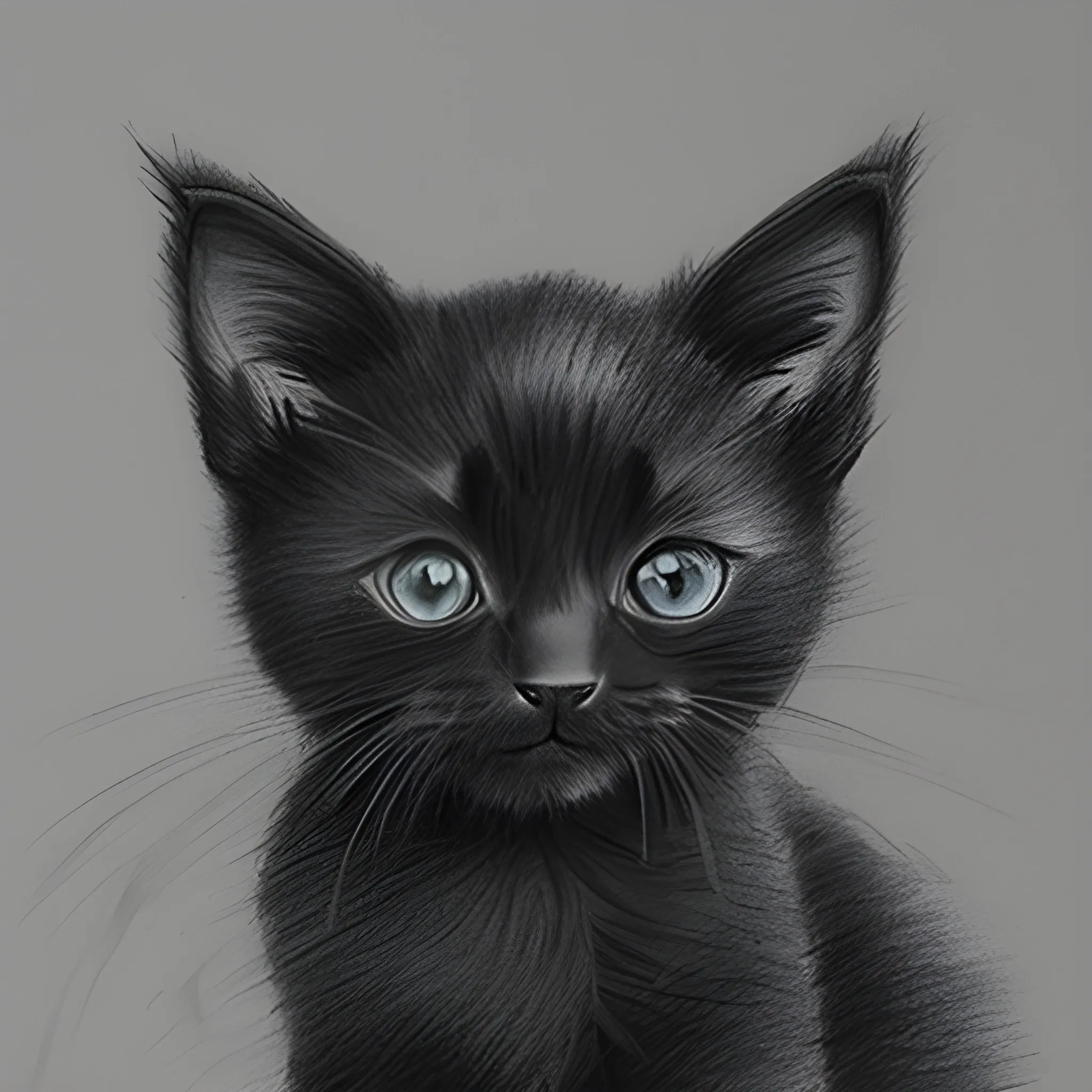 happy black kitten, Pencil Sketch