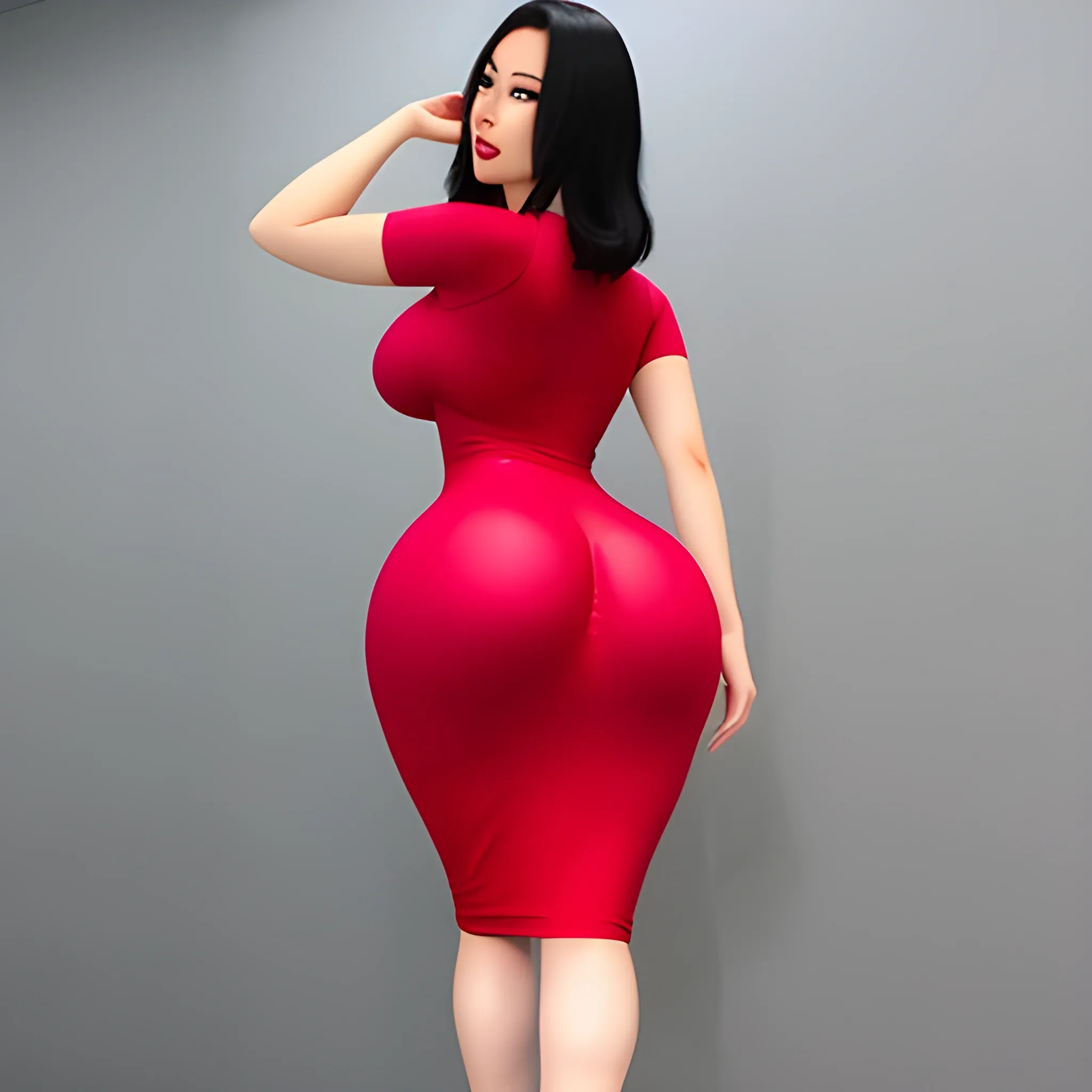 big butt girl tight dress, anime