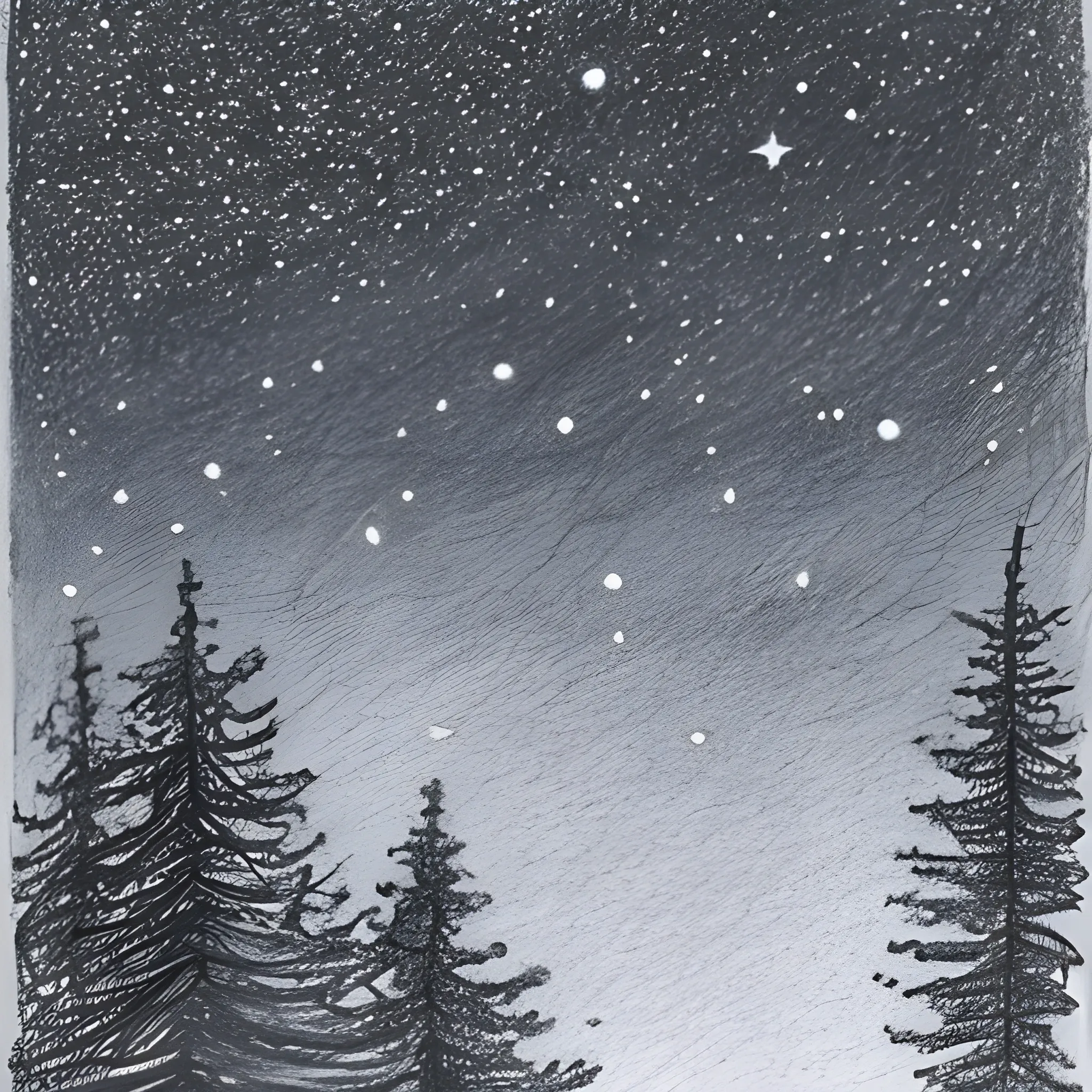  night sky with stars, Pencil Sketch