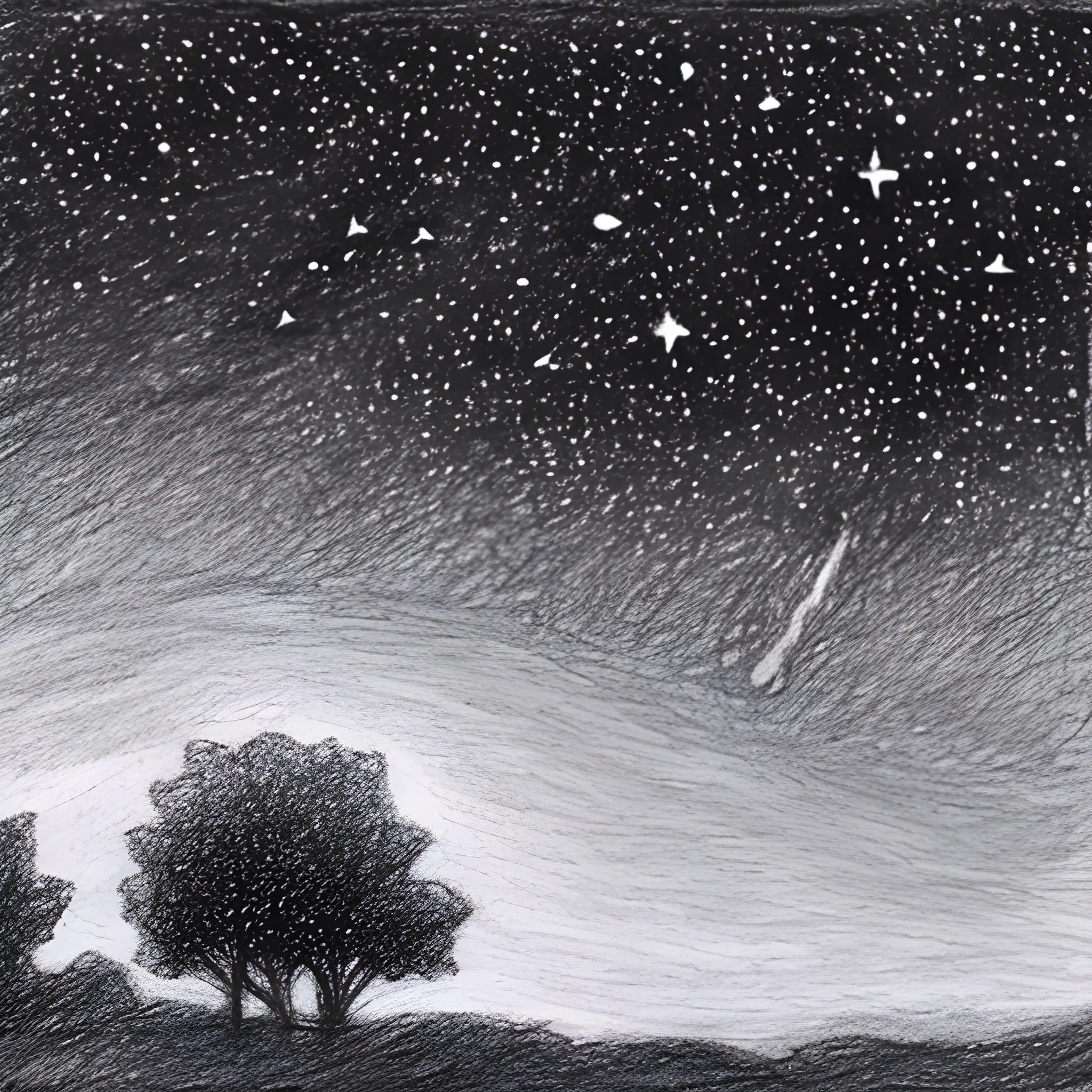  night sky with stars, Pencil Sketch