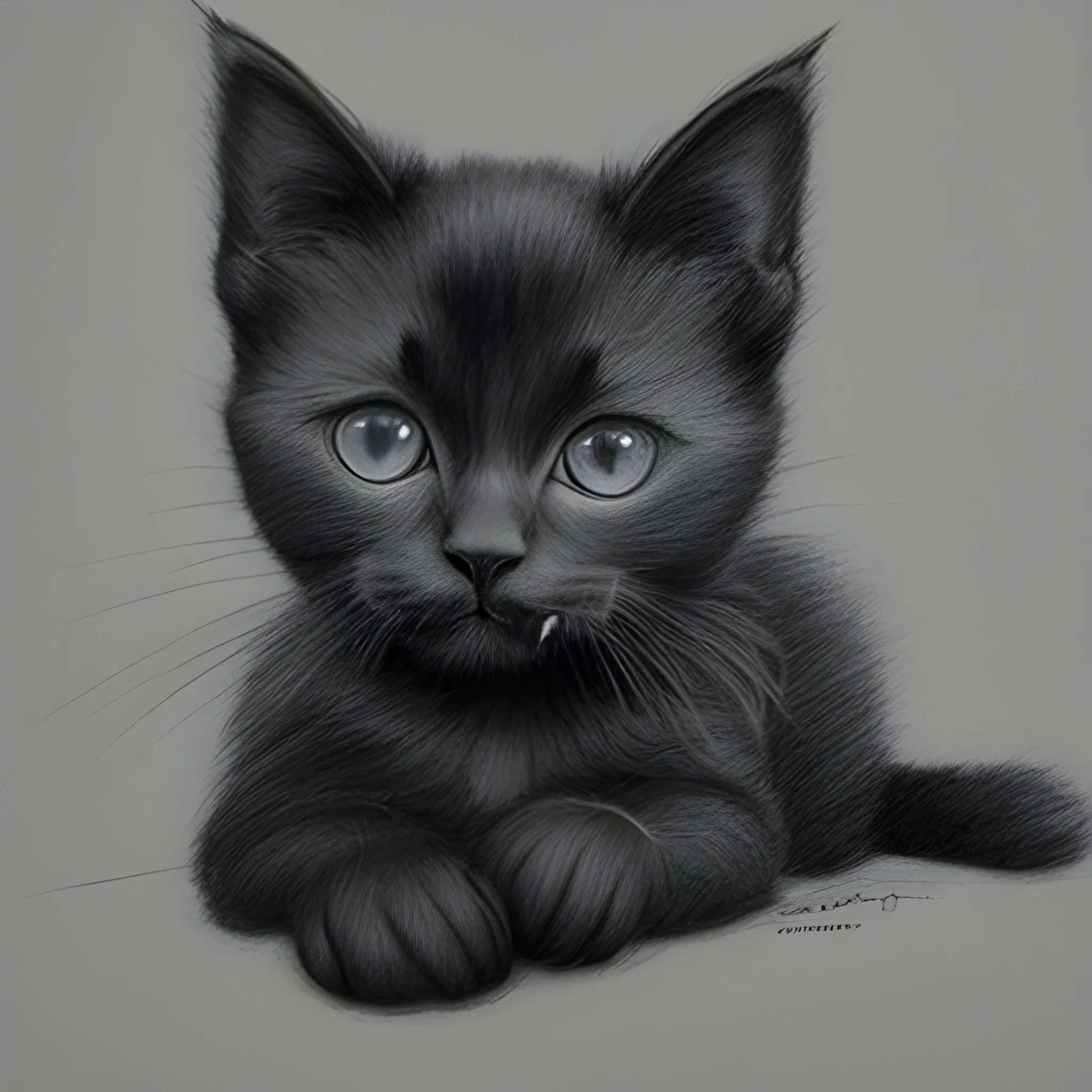 black kitten , Pencil Sketch