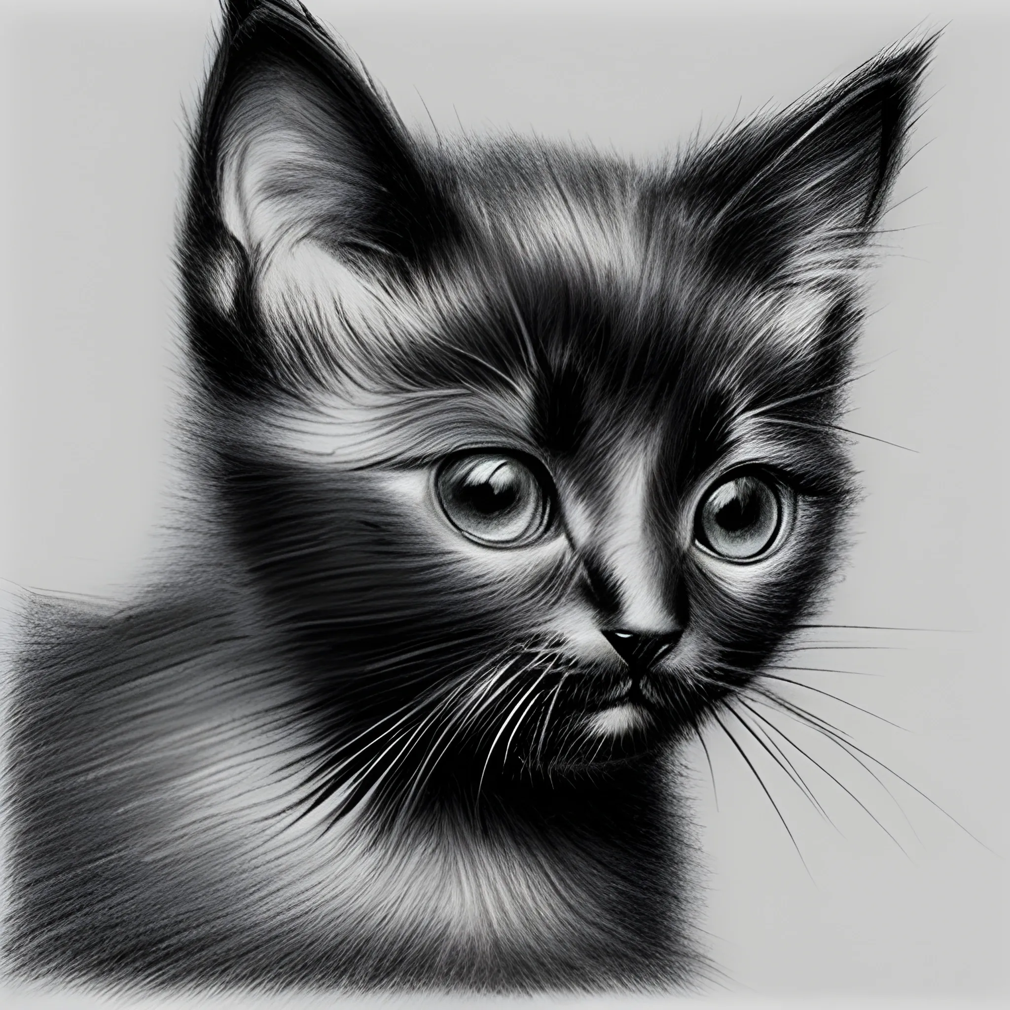 black kitten , Pencil Sketch