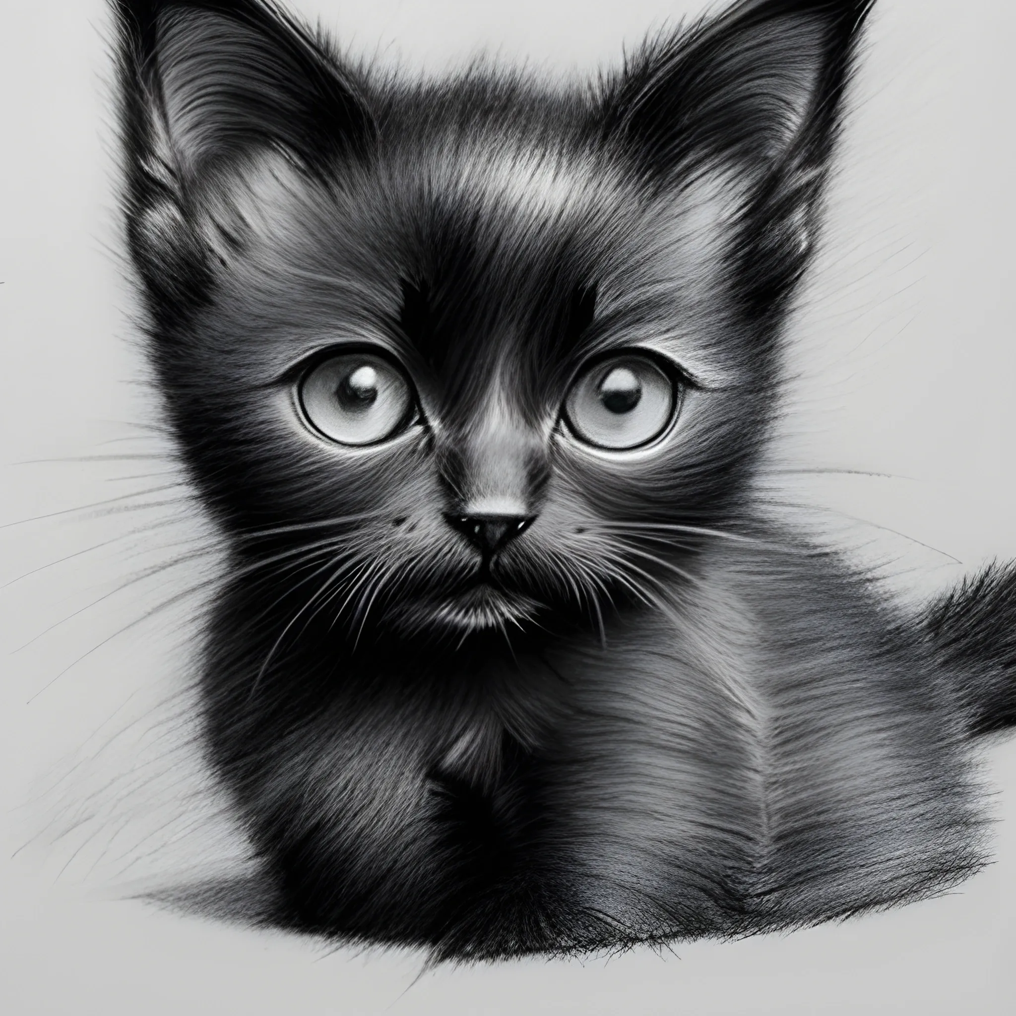 black kitten , Pencil Sketch