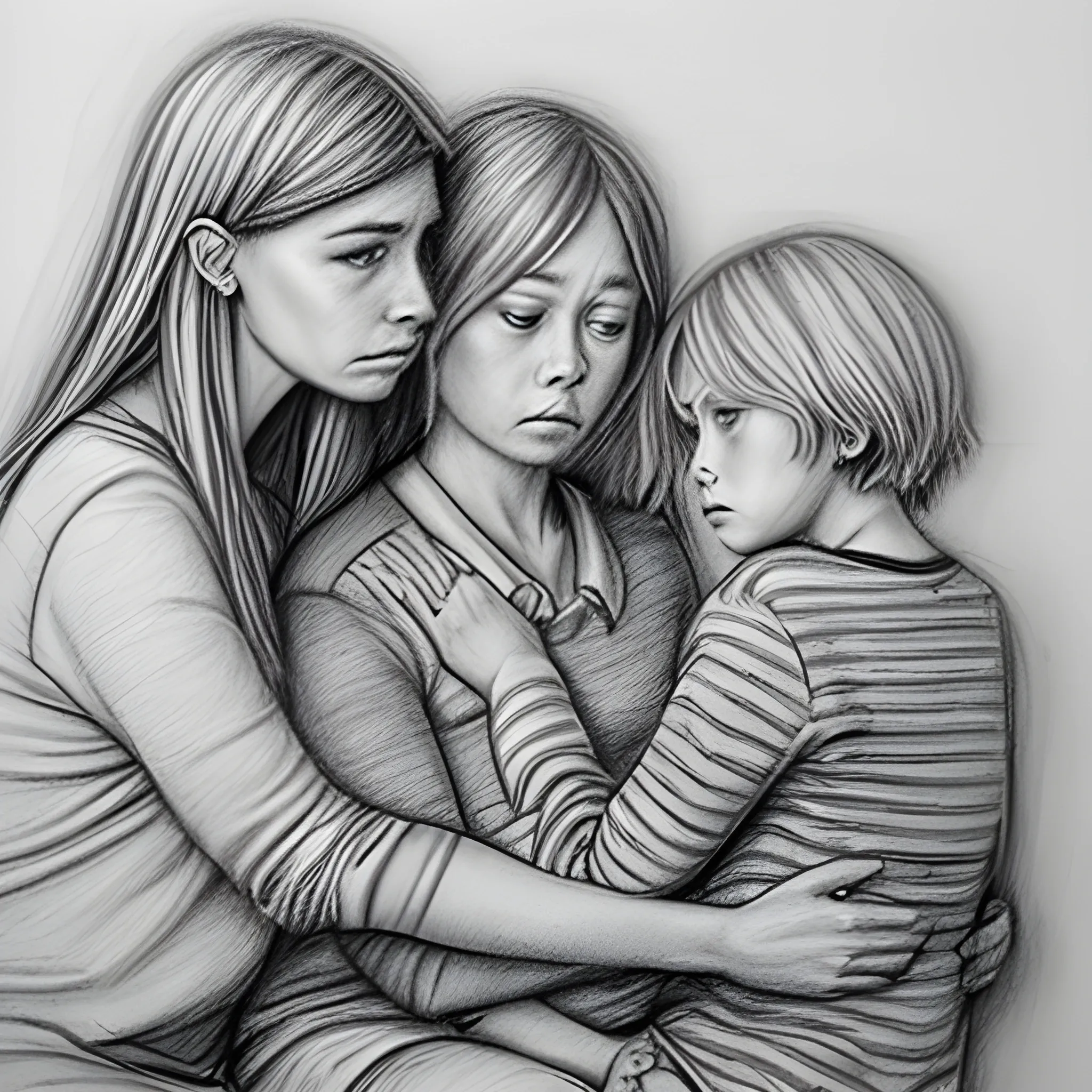 sad families, Pencil Sketch