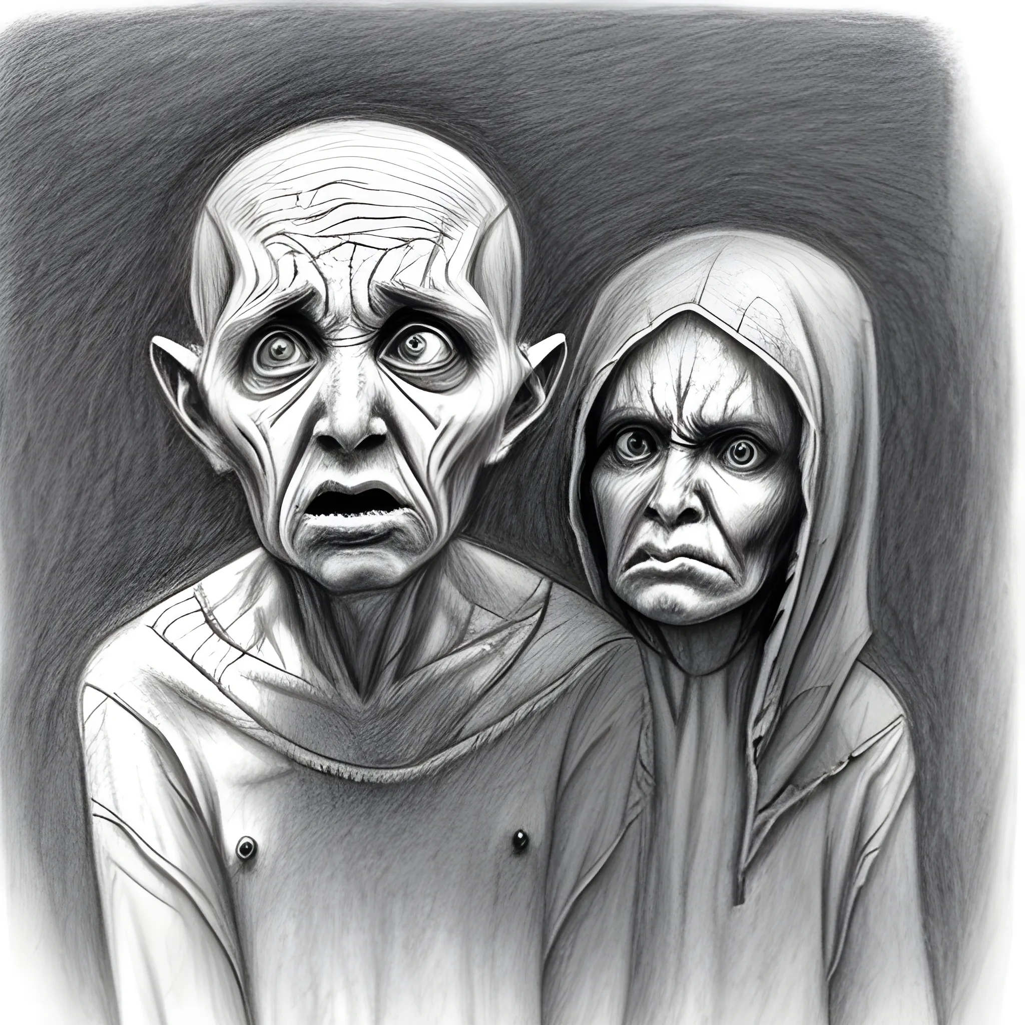 frightened people, Pencil Sketch