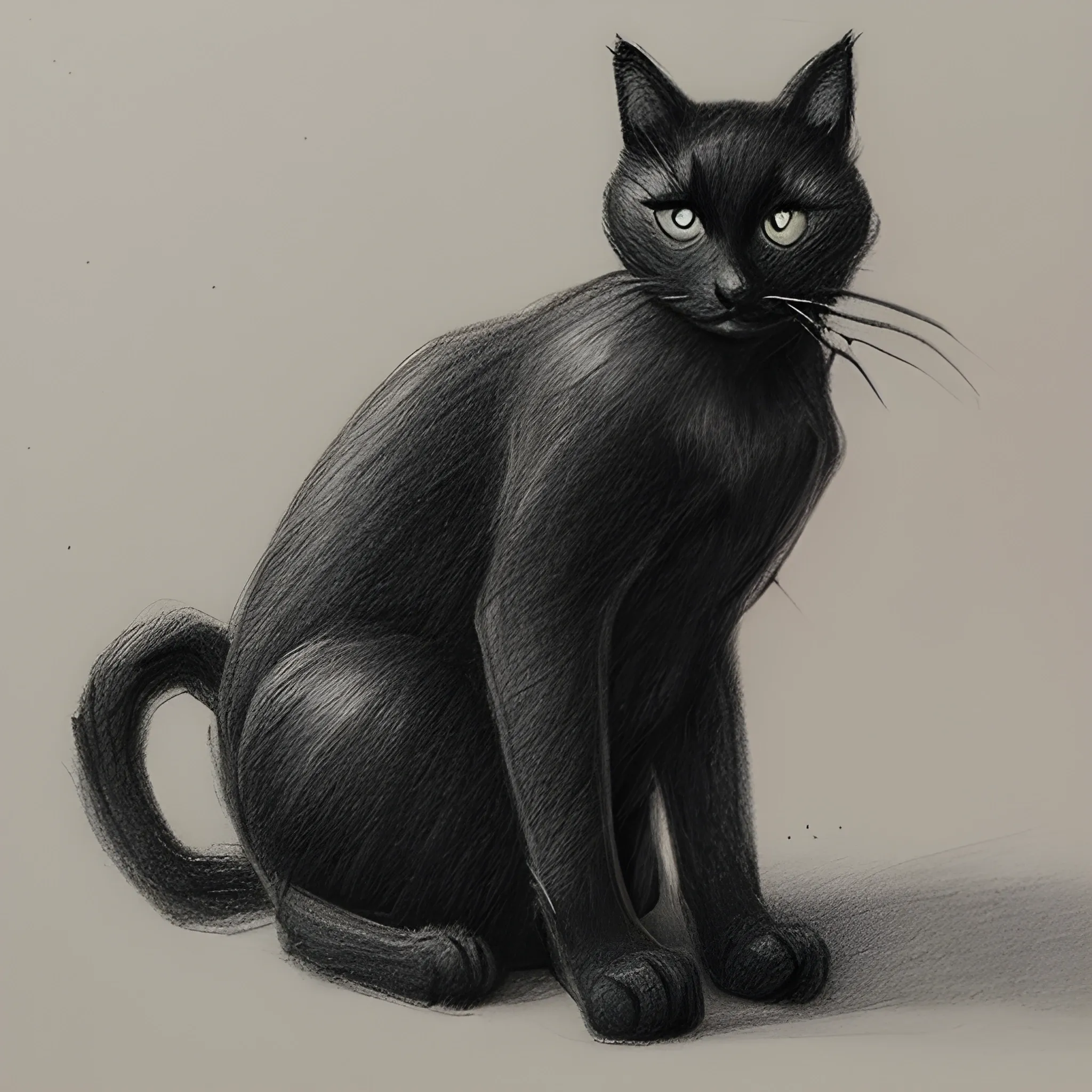 people caring of black cat, Pencil Sketch