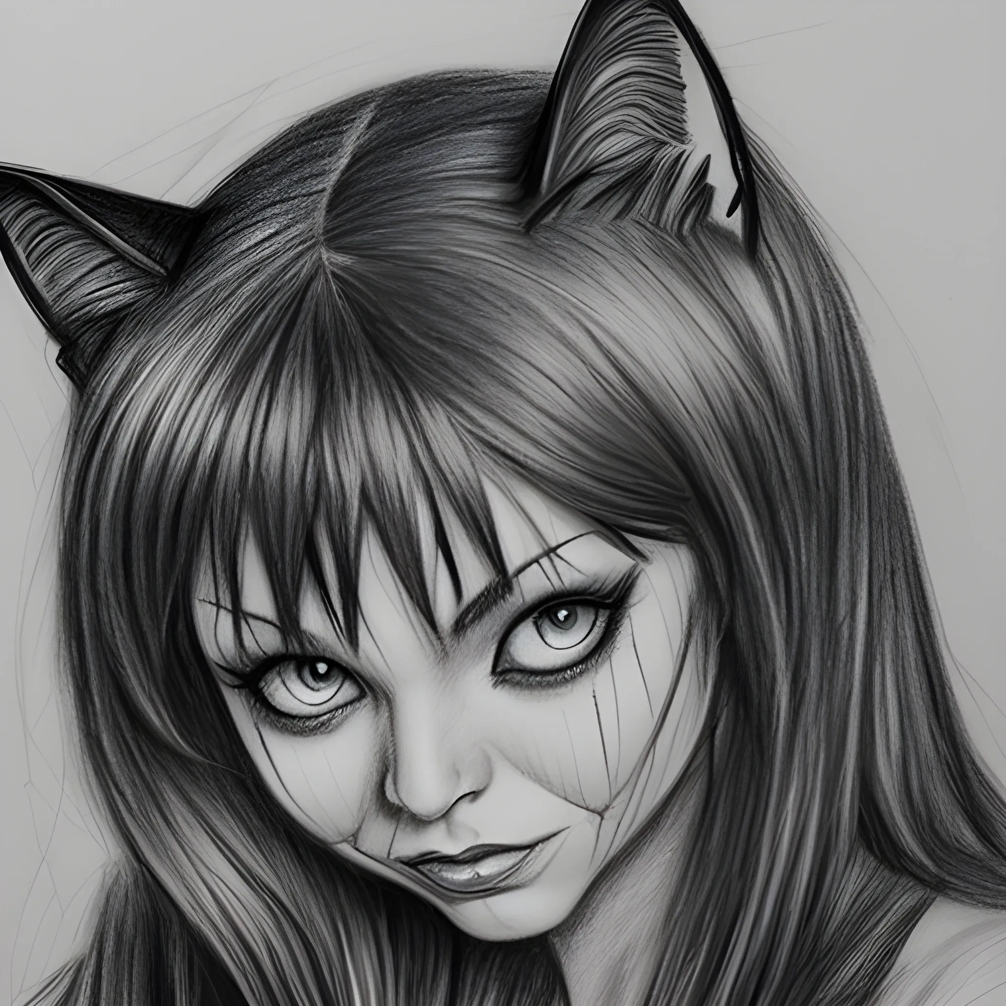 people loving black cat, Pencil Sketch