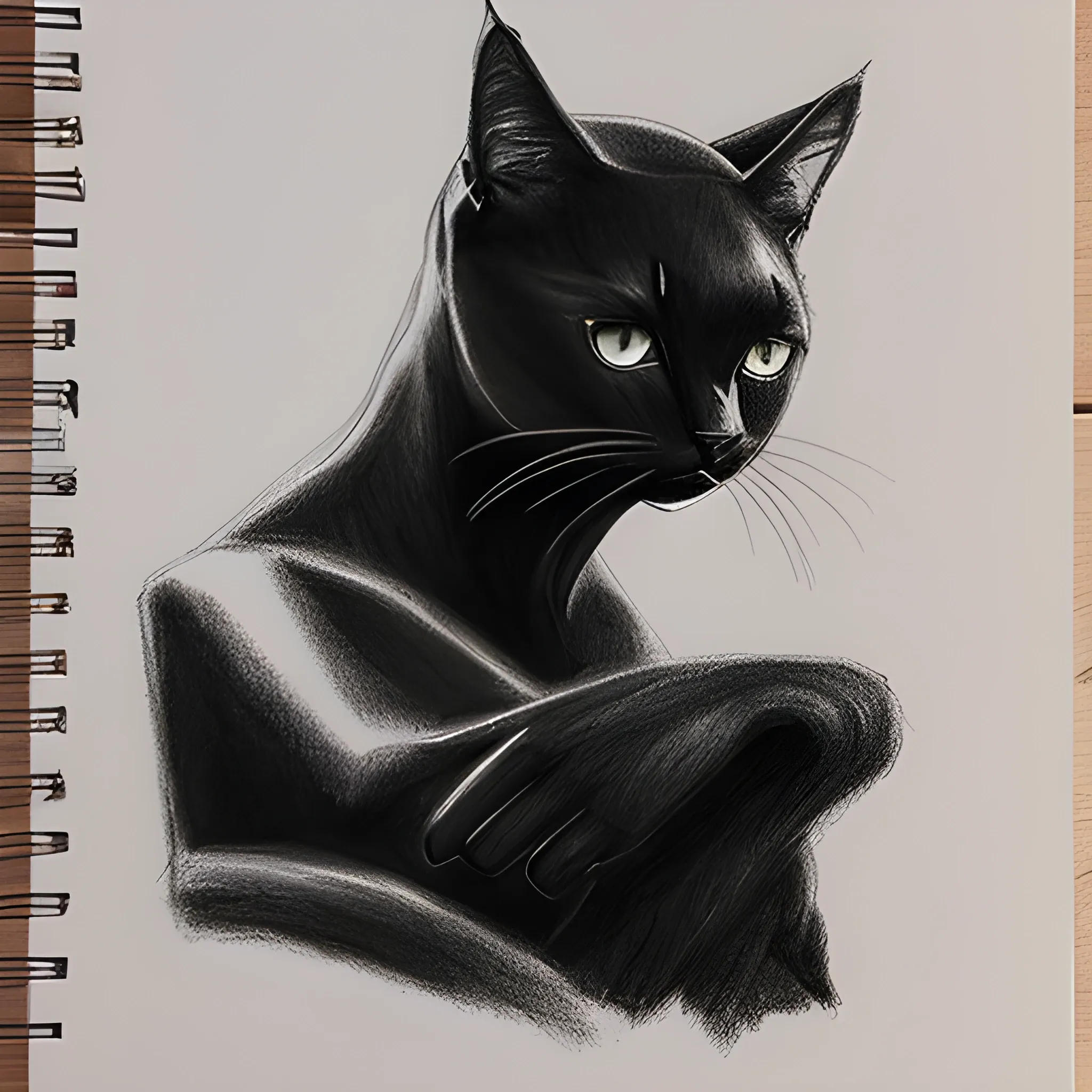 people caress black cat, Pencil Sketch