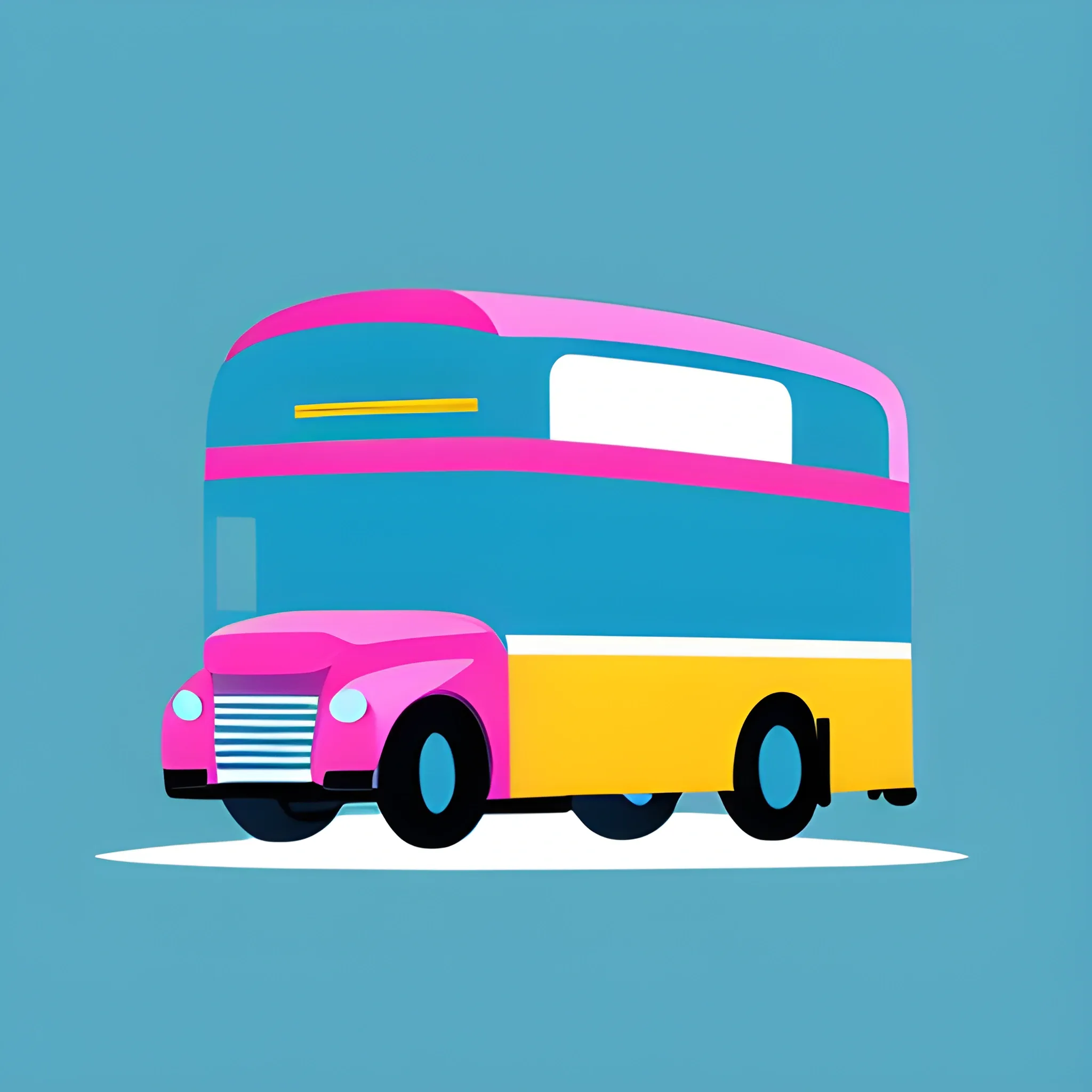 A minimal vector abstract bus colorful logo, light blue background, keep it flat.