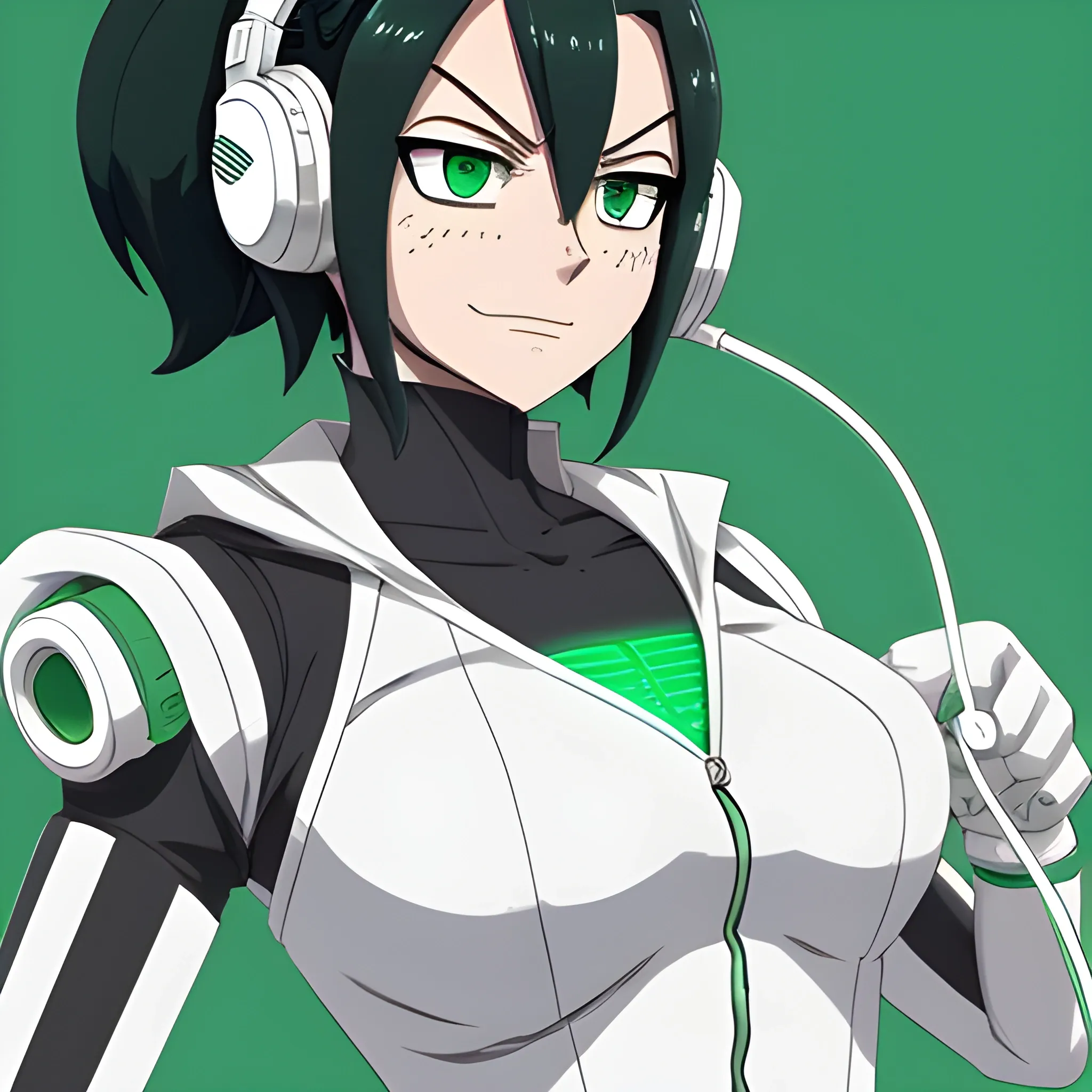 A MHA oc that has black hair tied into a brais, green eyes, is f ...