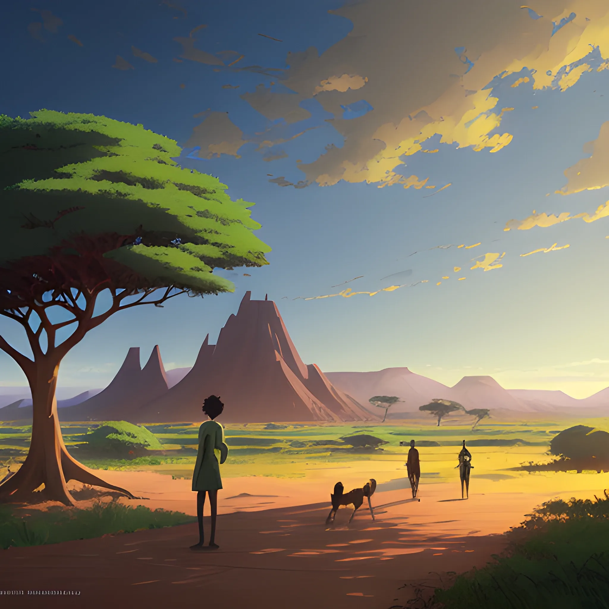 african university... in the style of makoto shinkai and greg rutkowski and albert bierstadt and james gurney, Cartoon