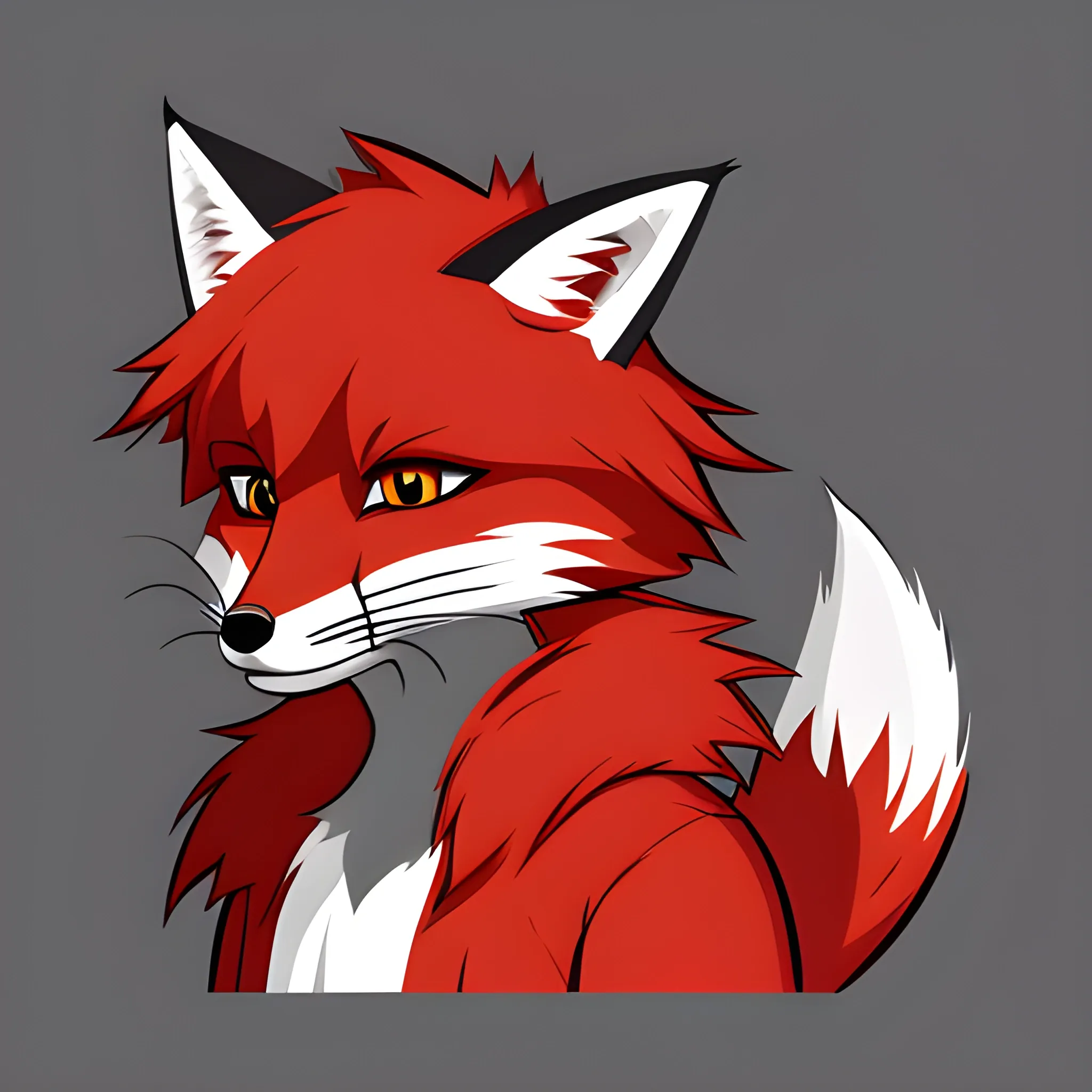 furry, fox , red and grey fur, Cartoon