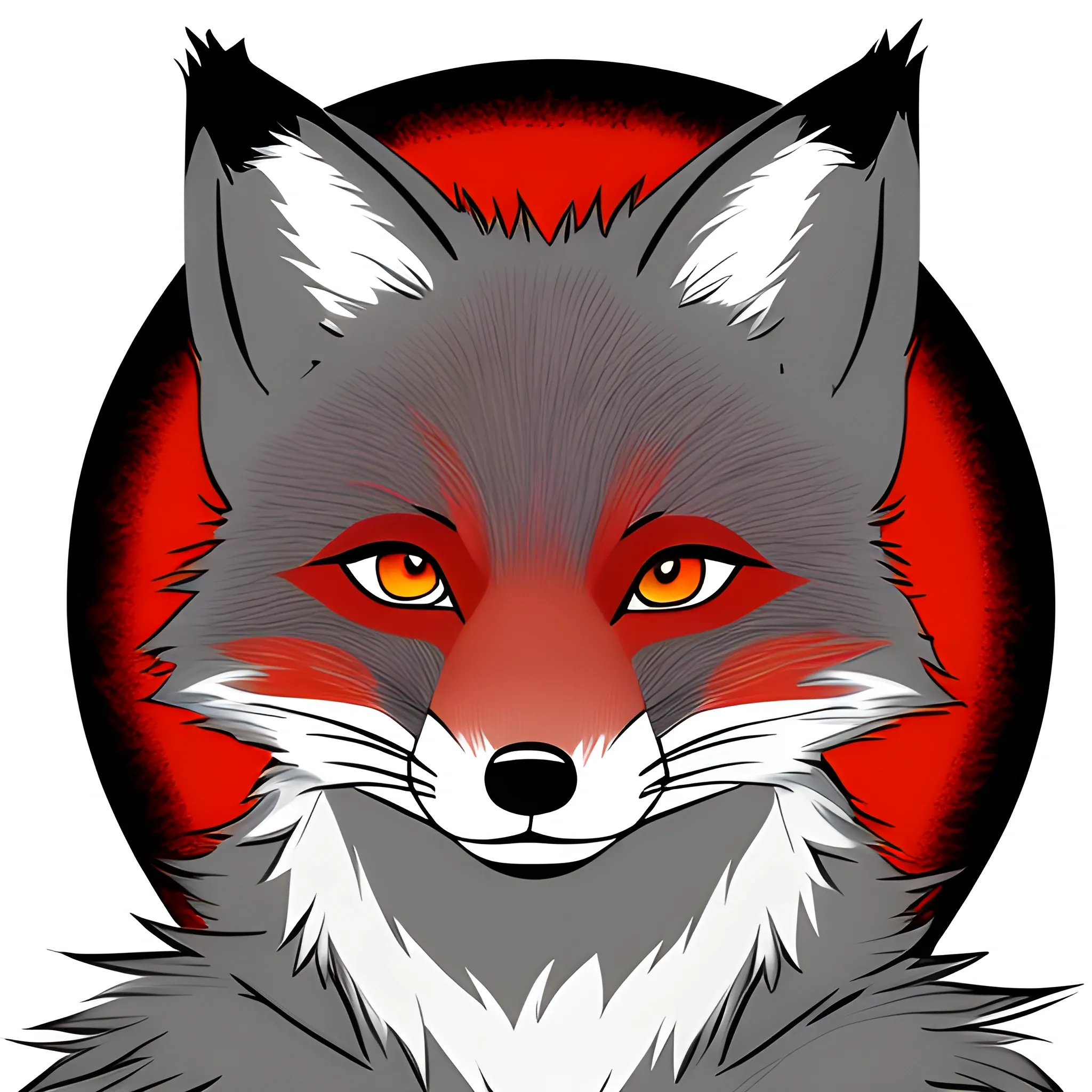 furry, fox , red and grey fur, Cartoon