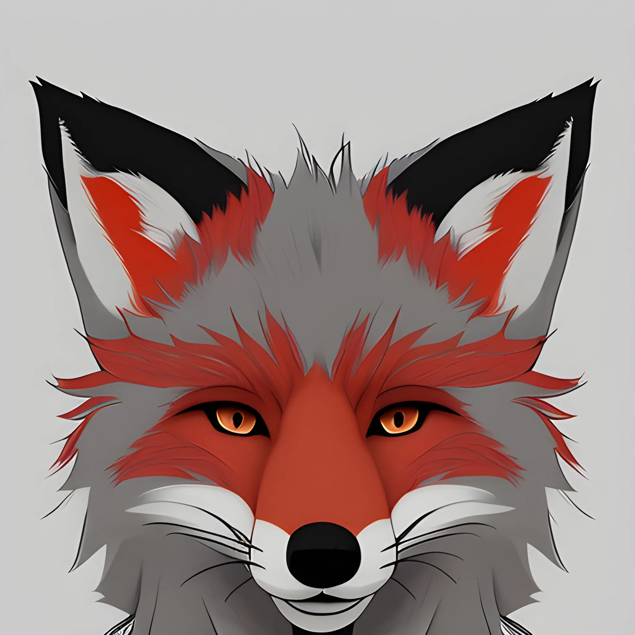 furry, fox , red and grey fur, Cartoon