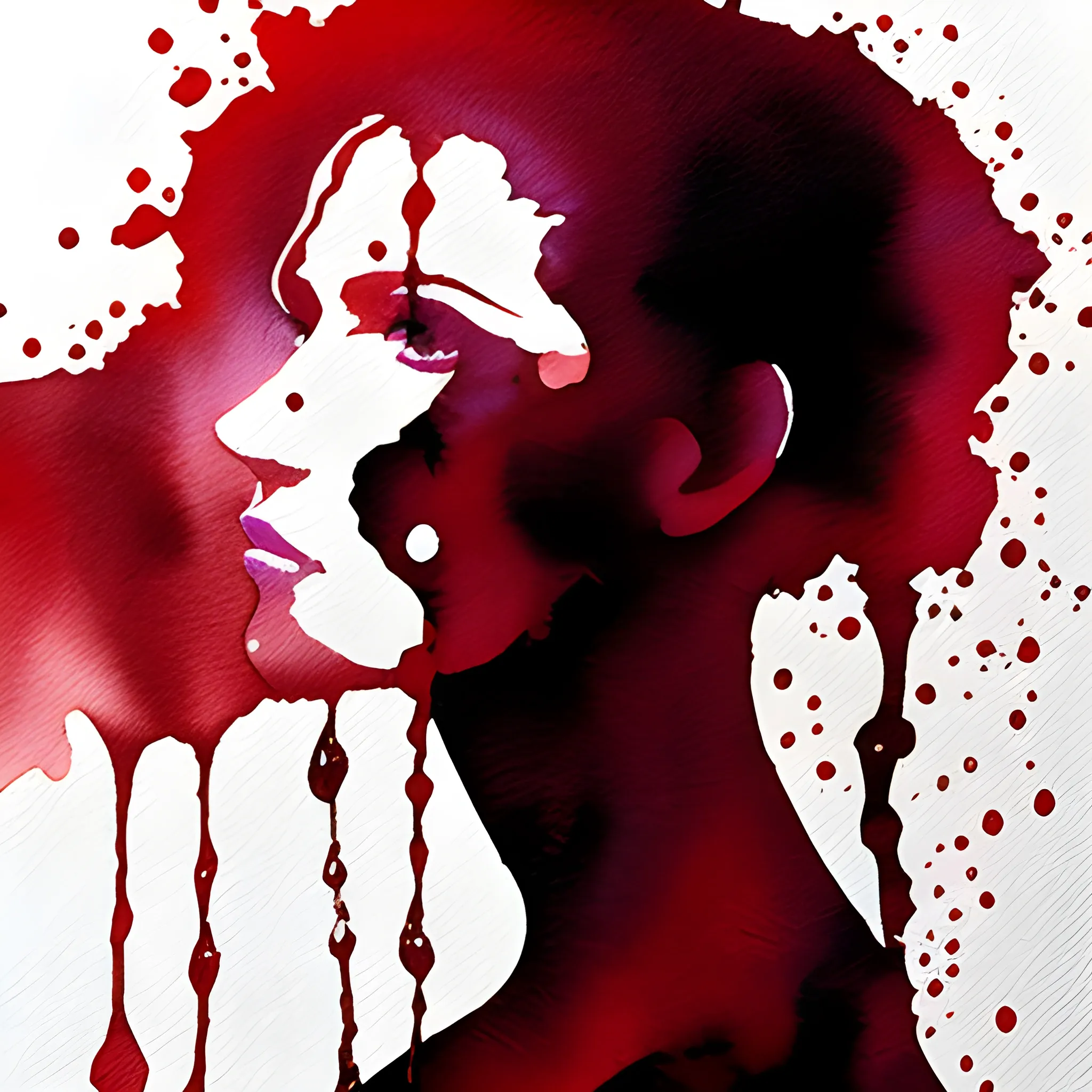 silhouette, woman, composed of drops of red wine, extremely high quality, Water Color