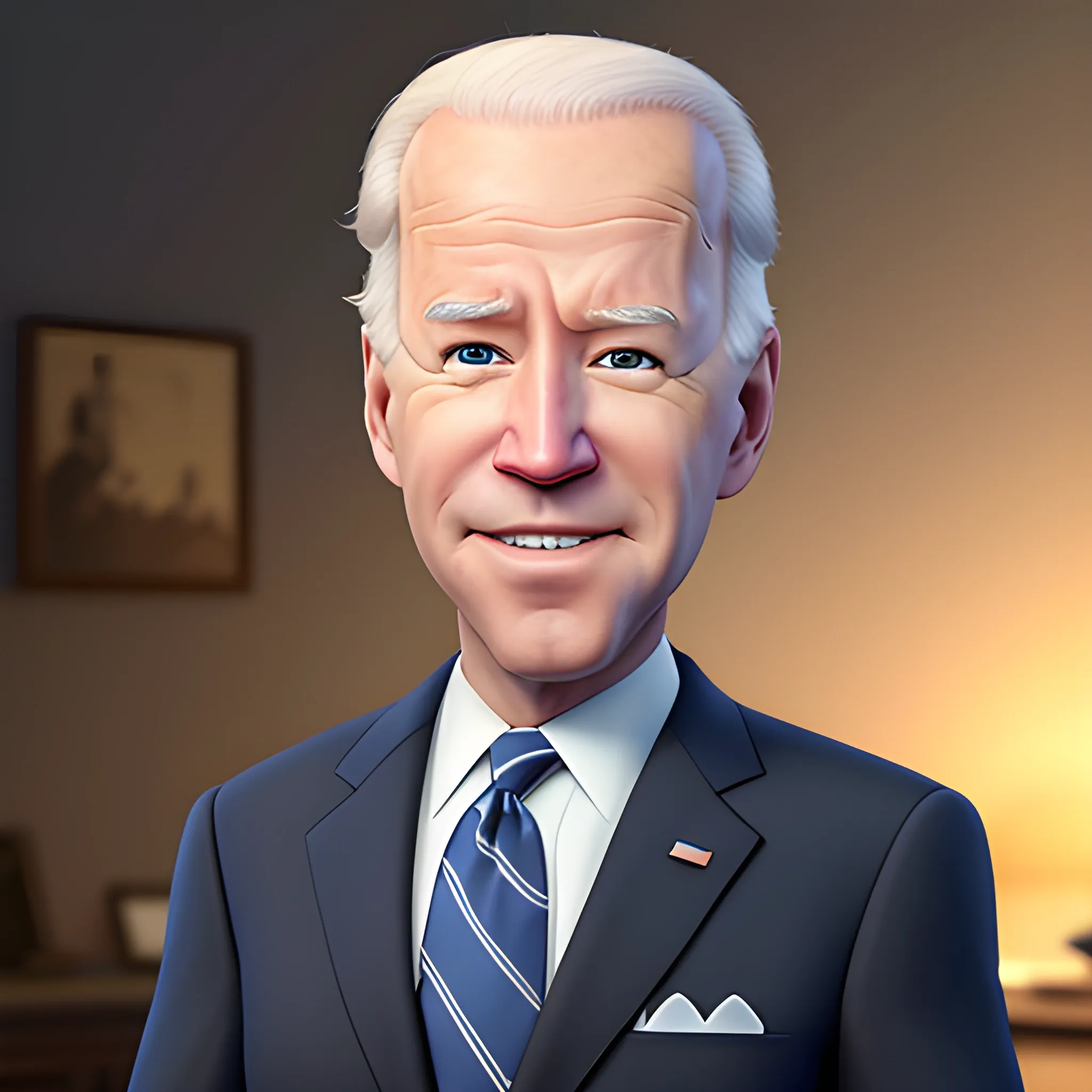 screenshot of Joe Biden in a pixar movie. 3 d rendering. unreal engine. amazing likeness. very detailed. cartoon caricature, 