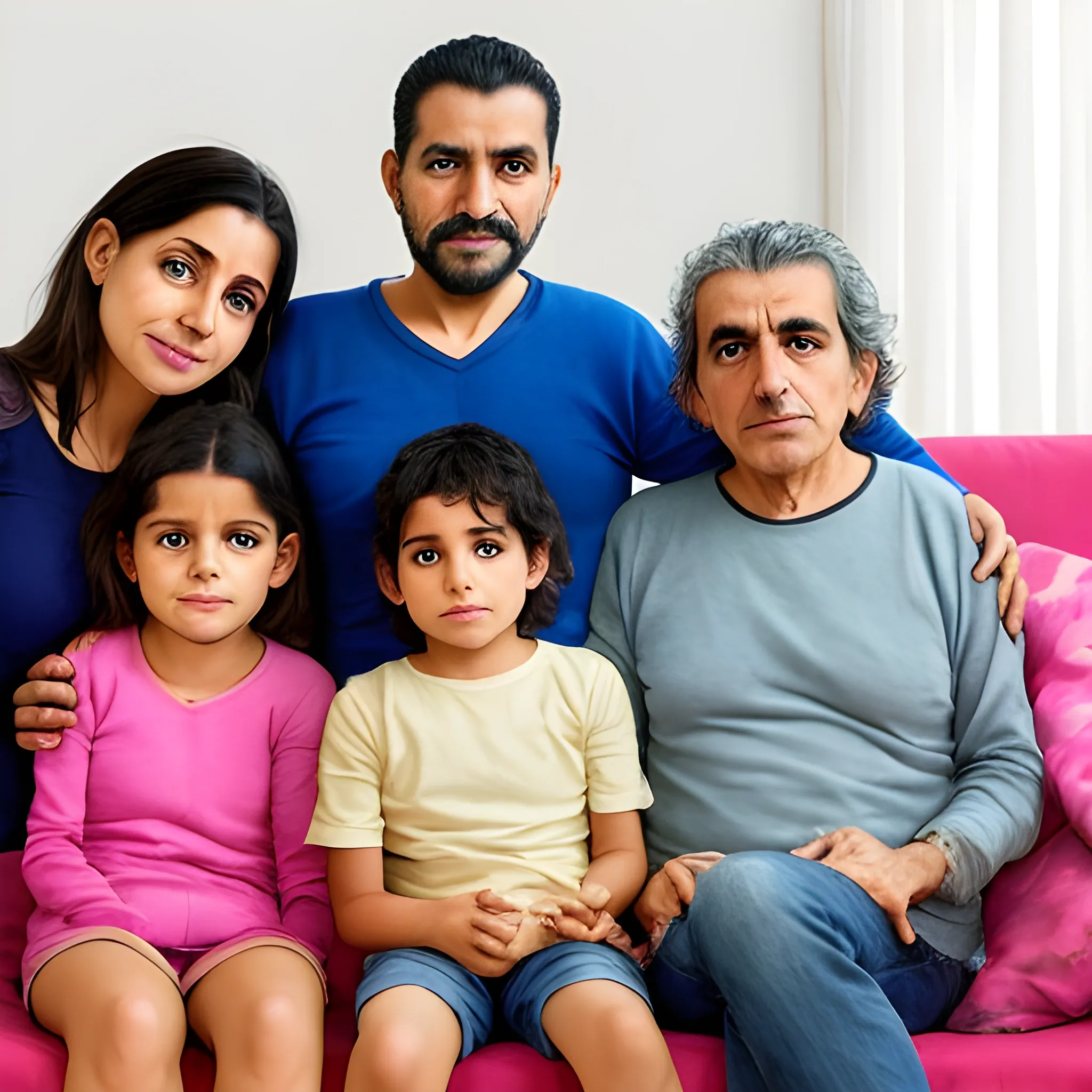 familia papá, mamá, hijo, hija en un sofa  en vivir en amor y armonia