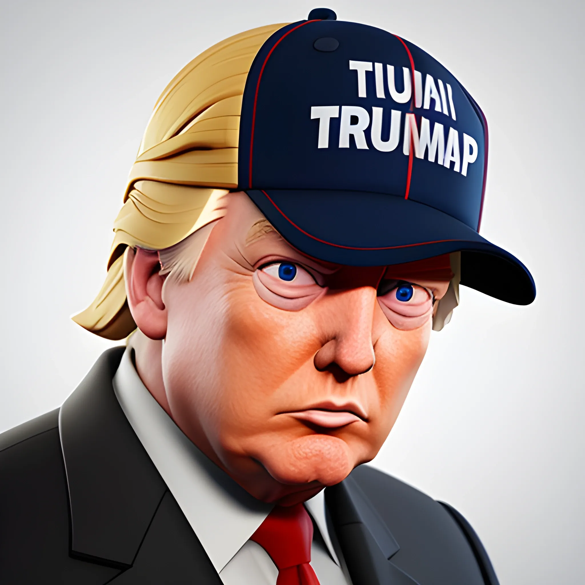 Donald Trump, in a Fortnite style, 3d, 