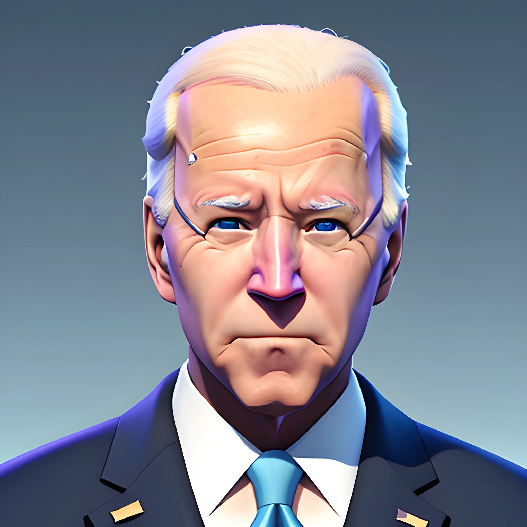 Joe Biden, in a Fortnite style, 3d, 