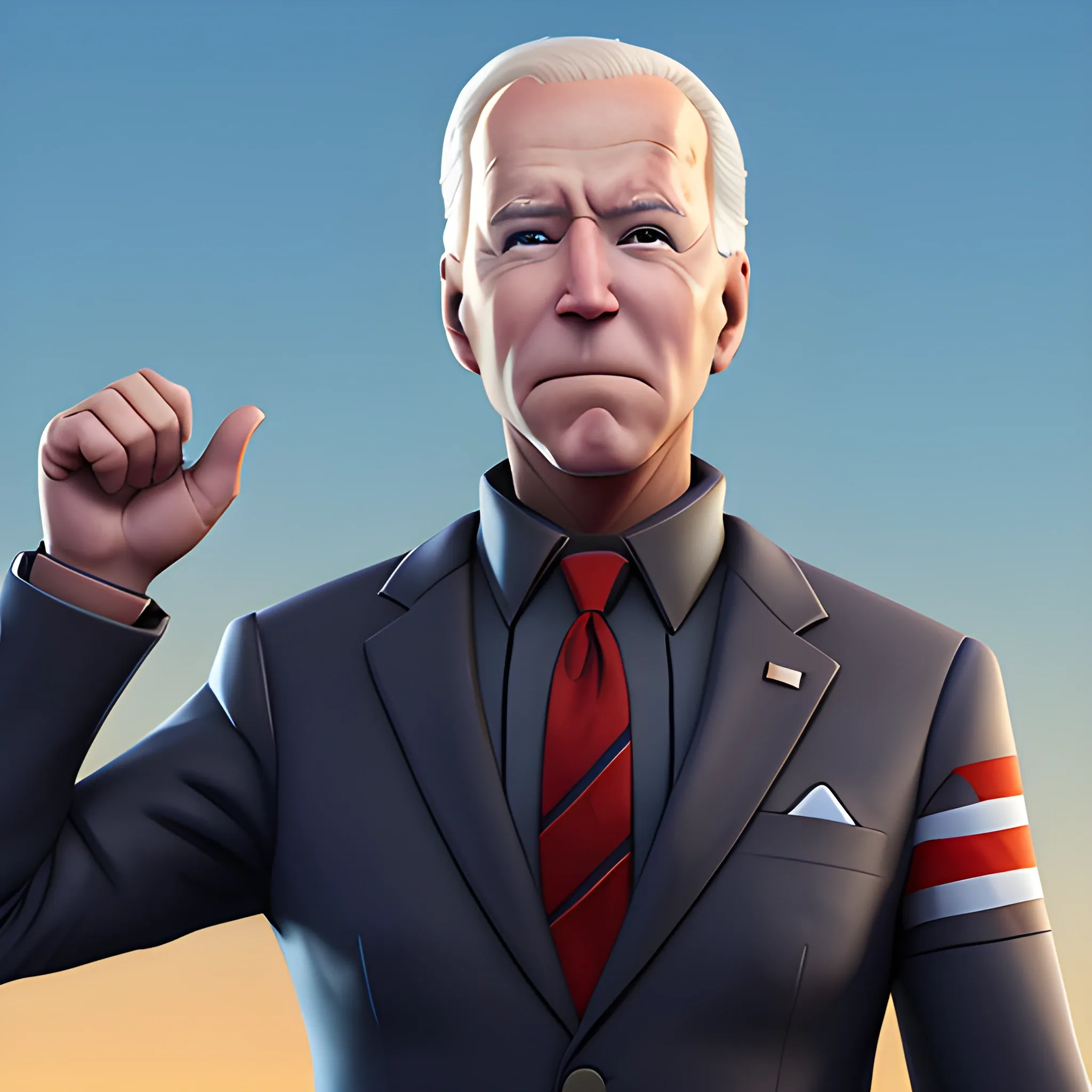 Joe Biden, in a Fortnite style, 3d, 