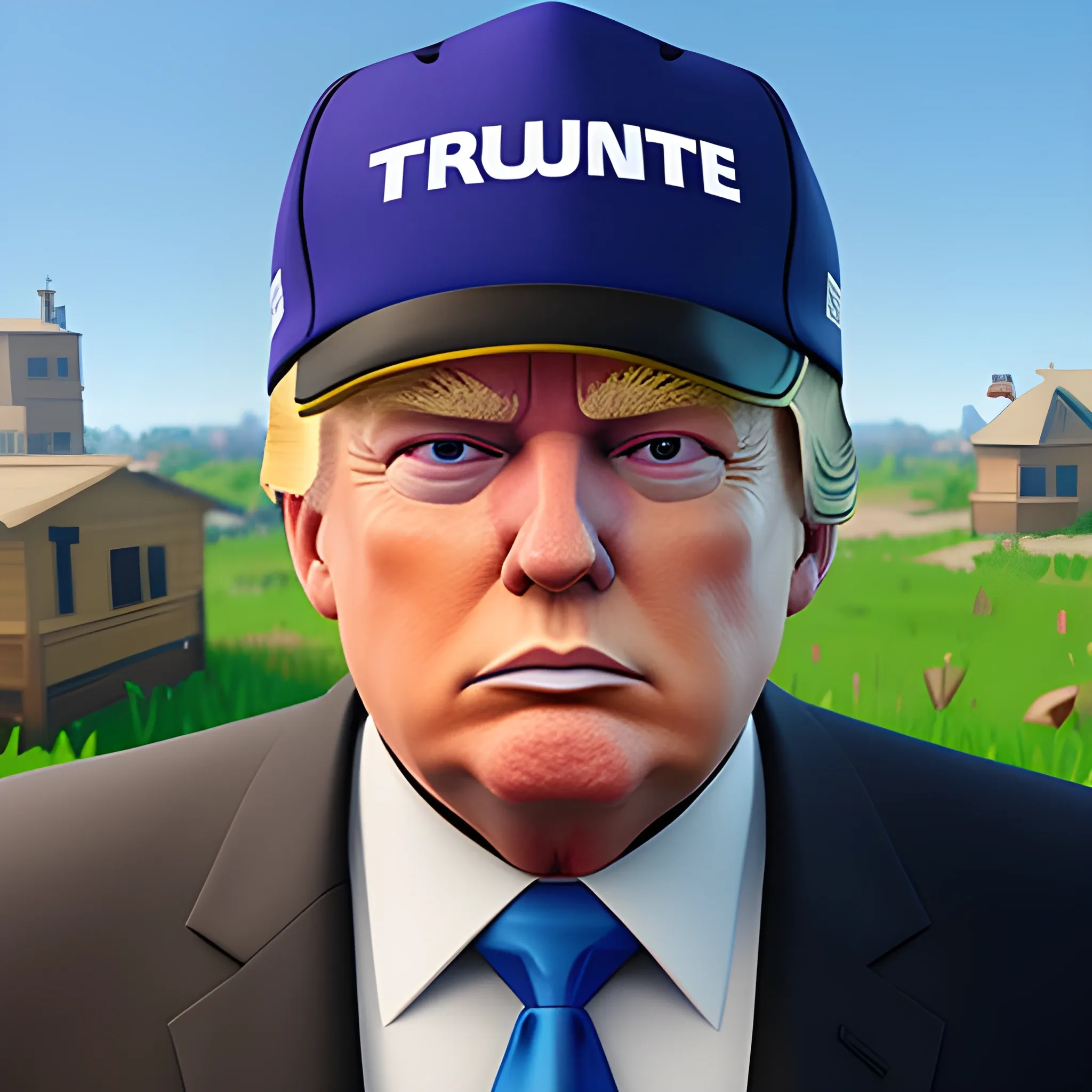 Donald Trump, in a Fortnite style, 3d