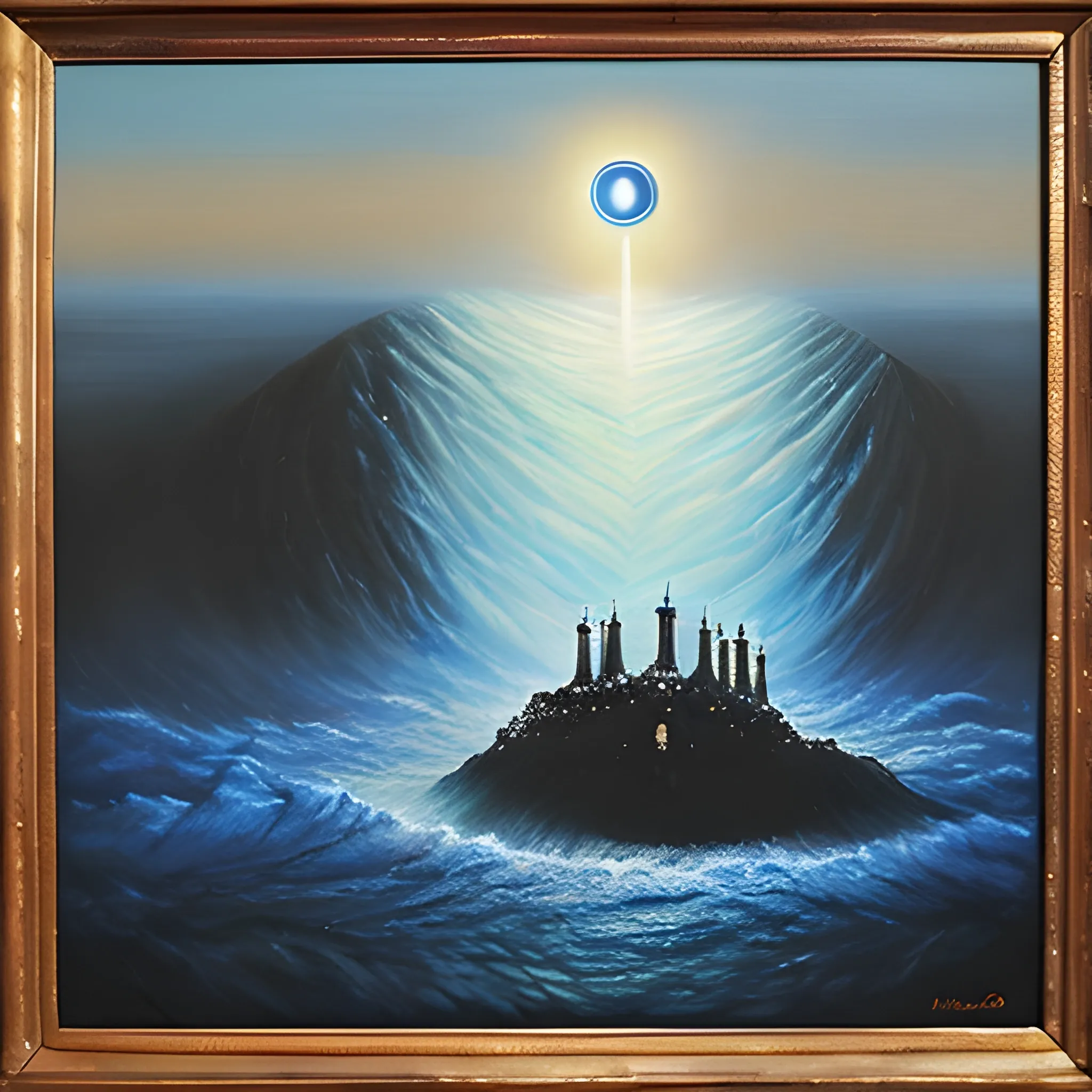 MISTERIOSAS ILUSIONES ANAMORFICAS EN LA EXTRAÑA PERCEPCION DE LA LUZ DE LAS ALMAS, Oil Painting