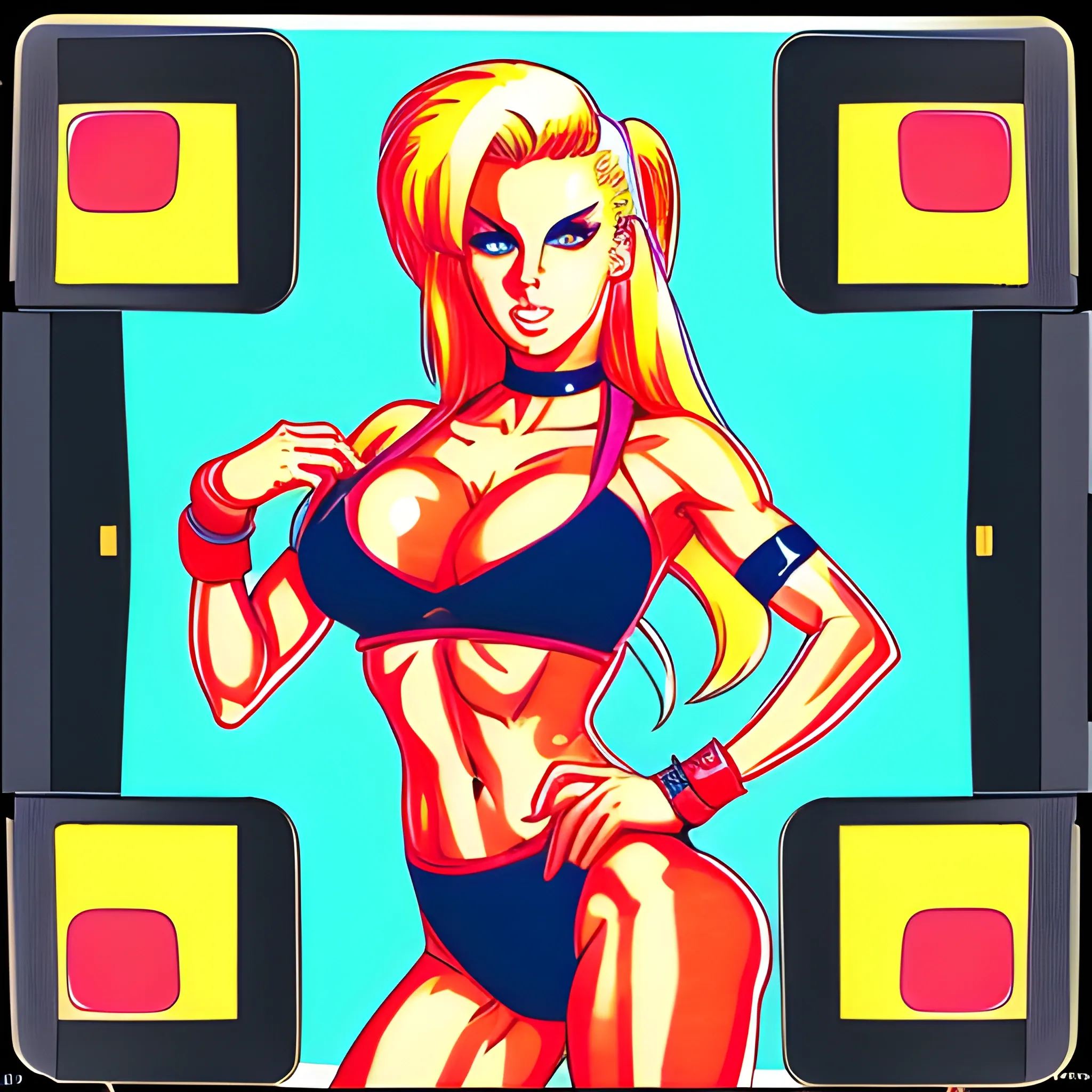 An portrait of full body: Jenny Poussin in the retro anime style of the 80s. tecnologies His gaze is fixed to the left, his. Polaroid, Cartoon