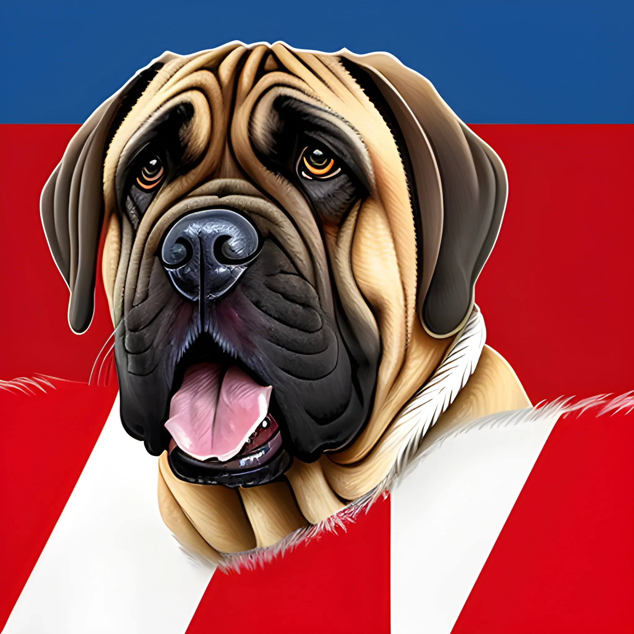 English Mastiff licking a CCCP flag