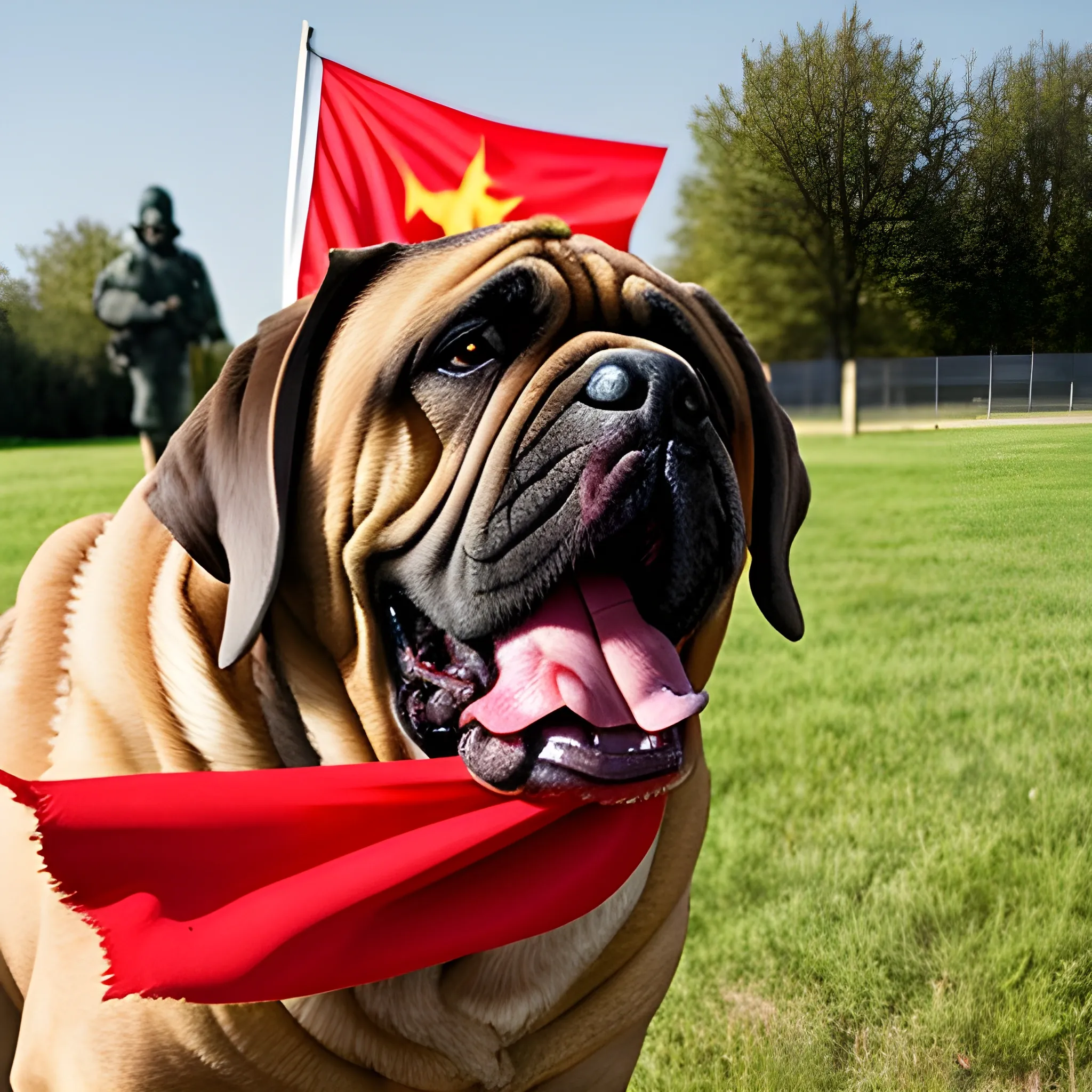 English Mastiff licking a CCCP flag