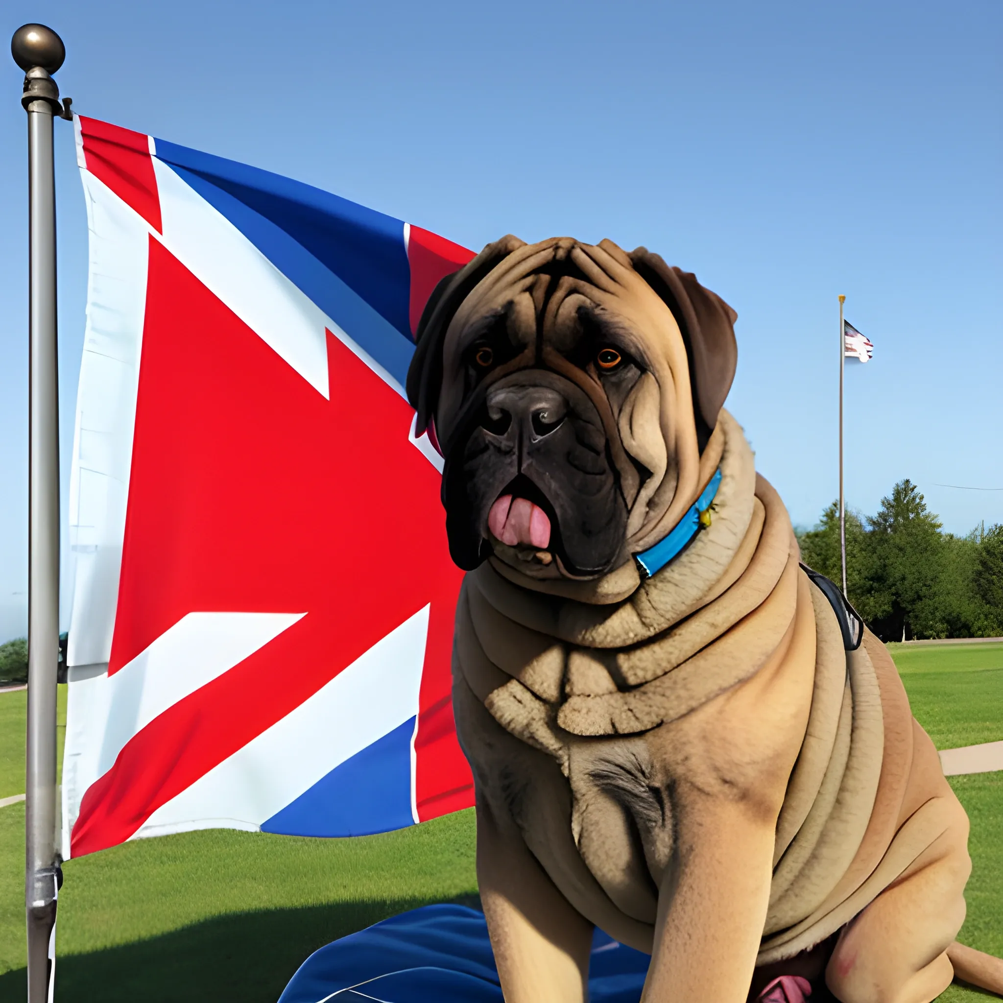 English Mastiff loving a REAL U.R.S.S. flag