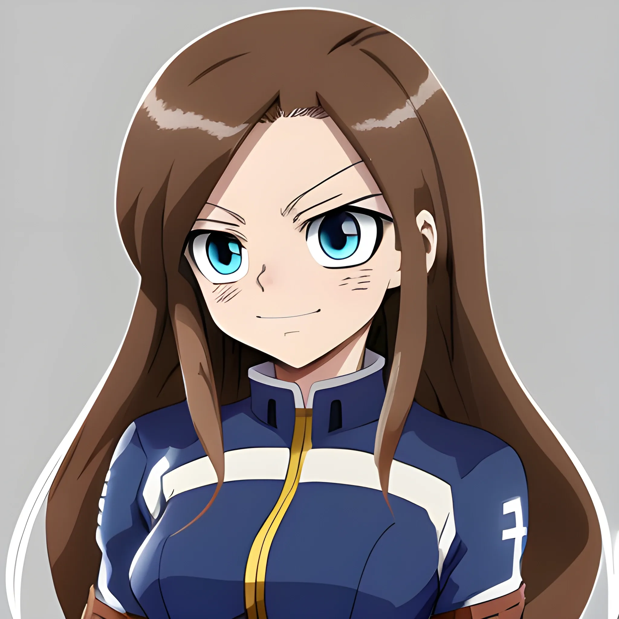 My Hero Academia woman with long light brown hair with one blue eye and one brown eye