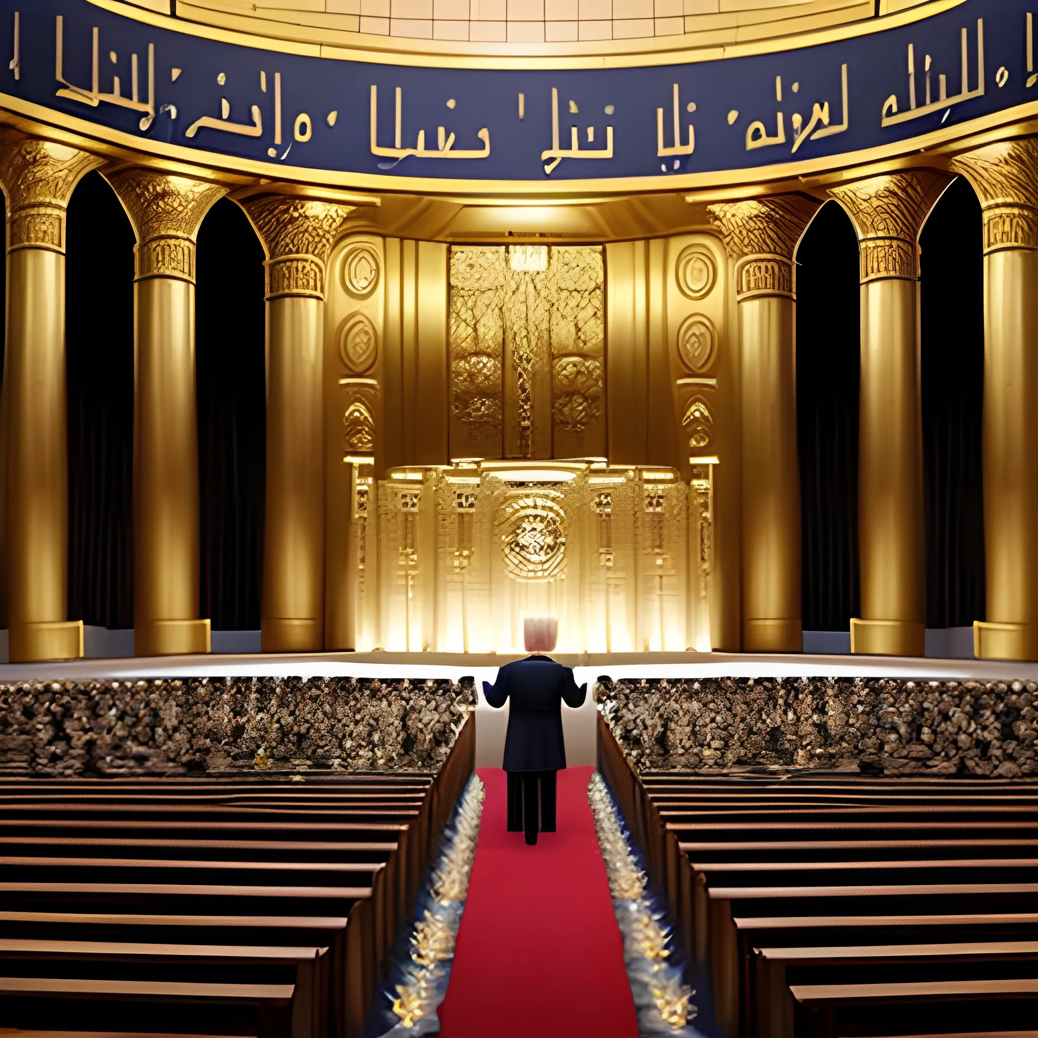 Donald Trump hands raised standing in the holy of holies