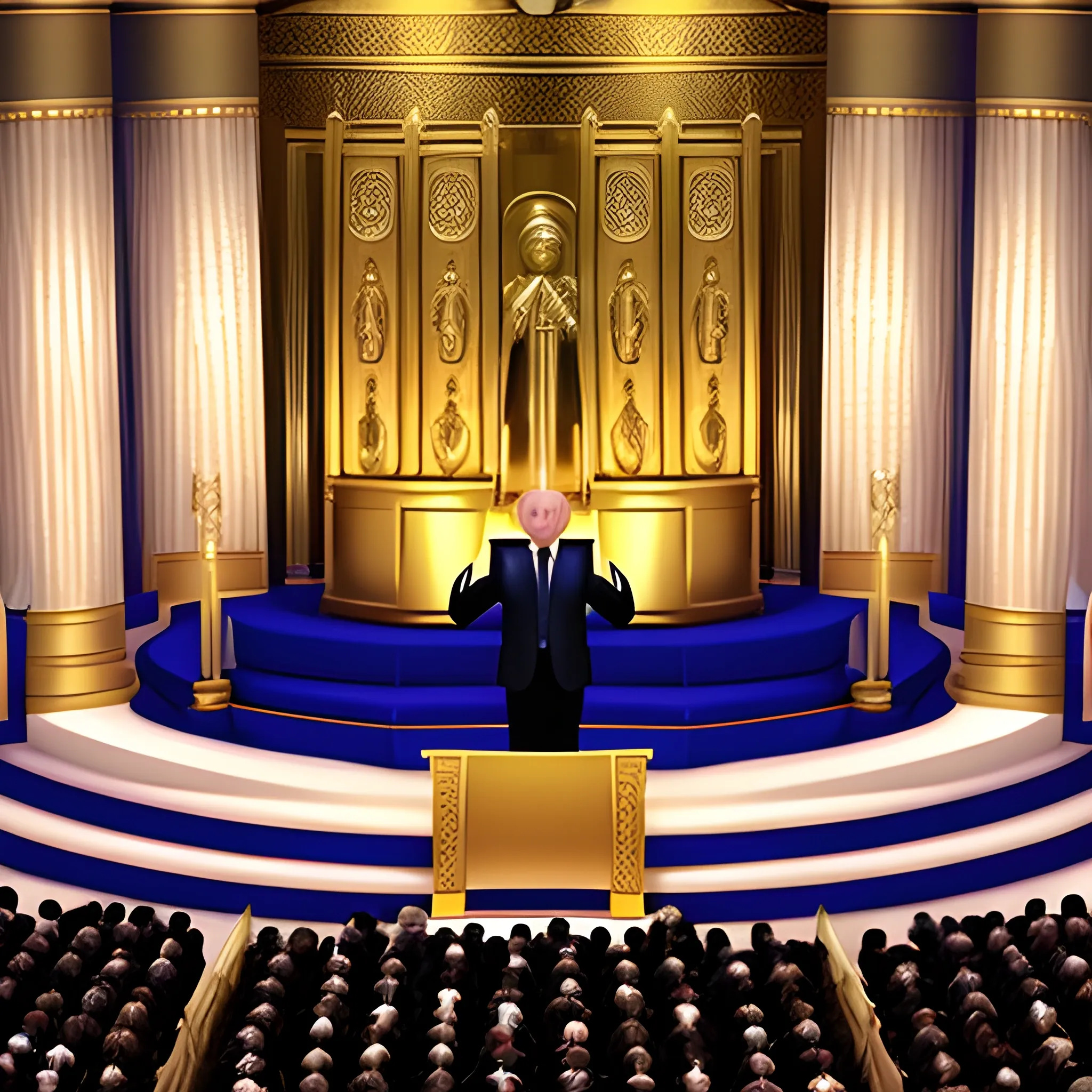 Donald Trump hands raised standing in the holy of holies