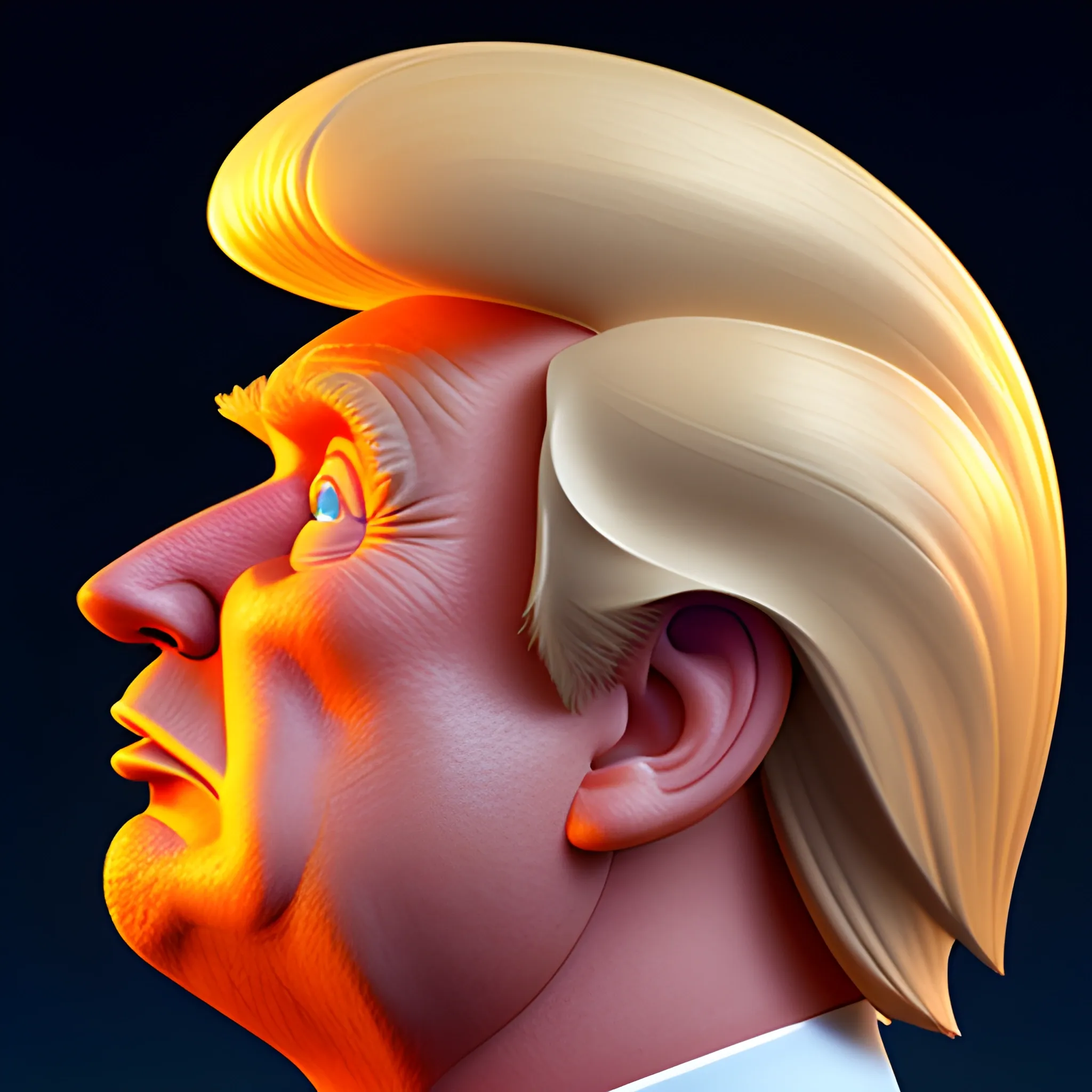 Donald Trump, in a pixar movie, 3d, in profile