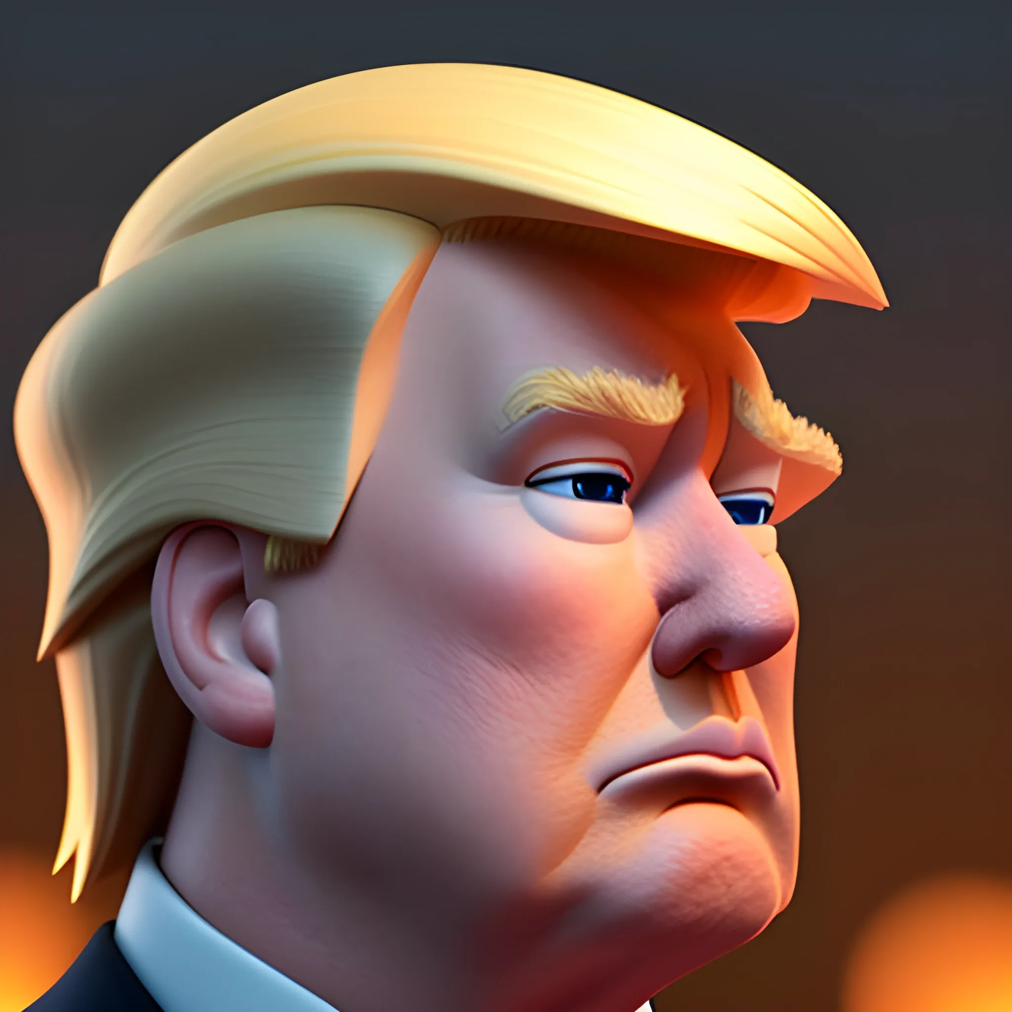 Donald Trump, in a pixar movie, 3d, in profile