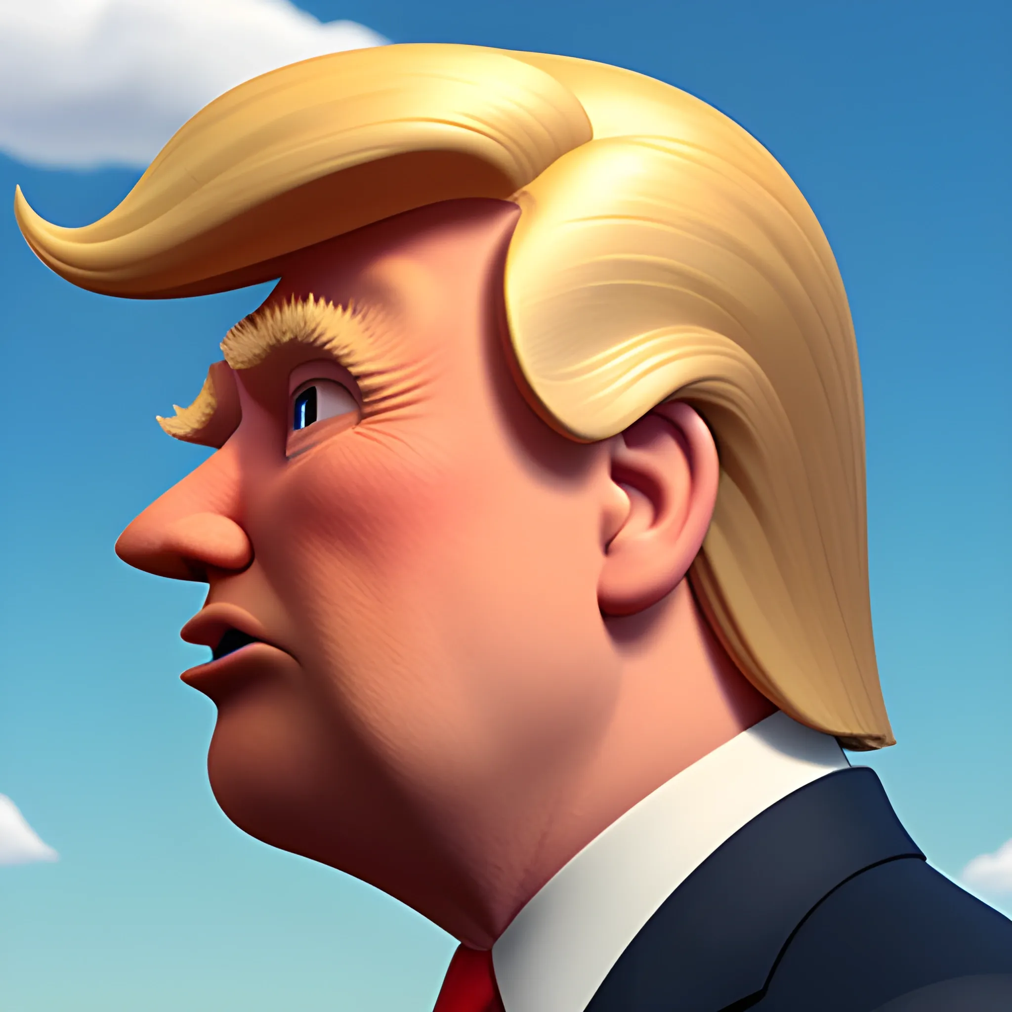 Donald Trump, in a pixar movie, 3d, in profile