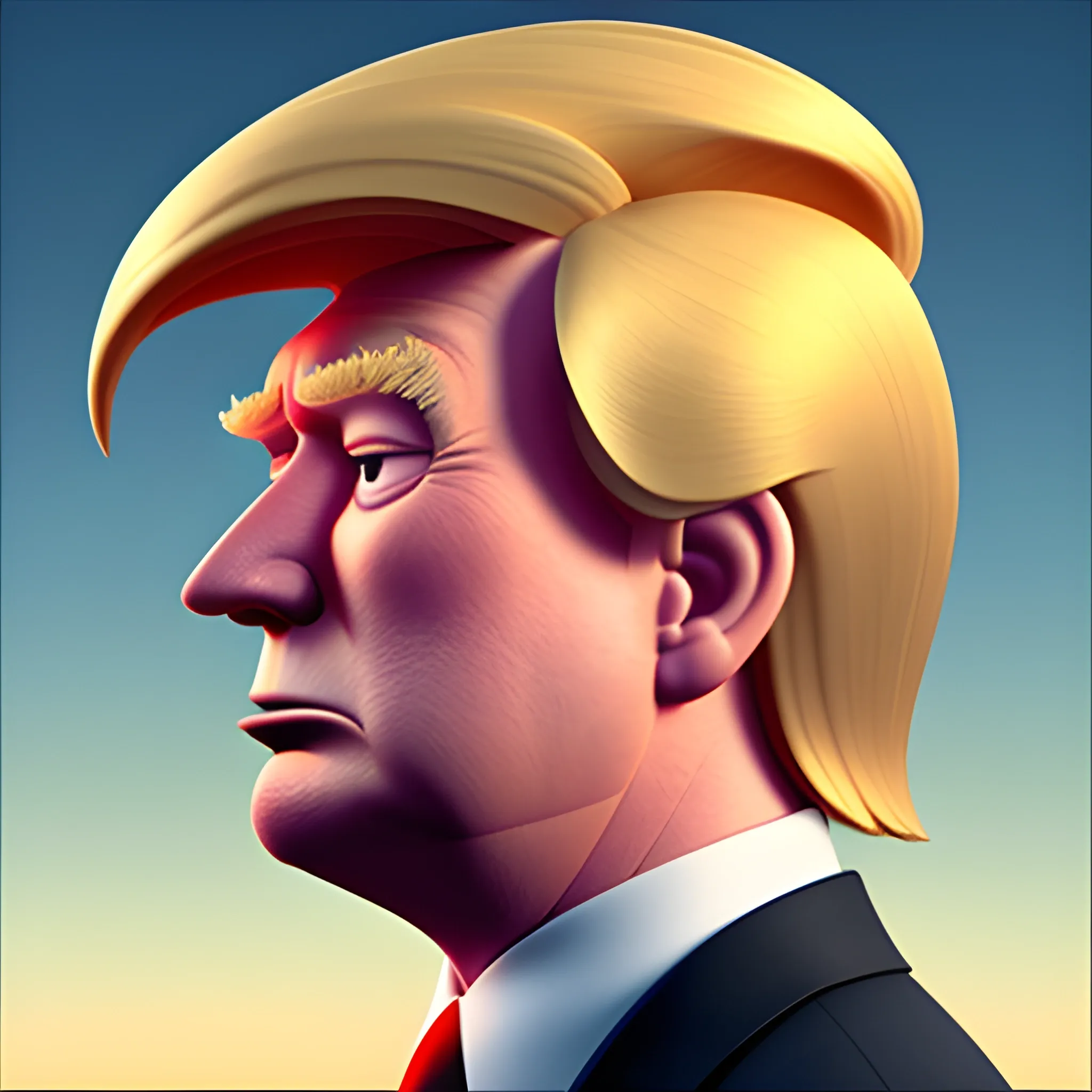 Donald Trump, in a pixar movie, 3d, in profile