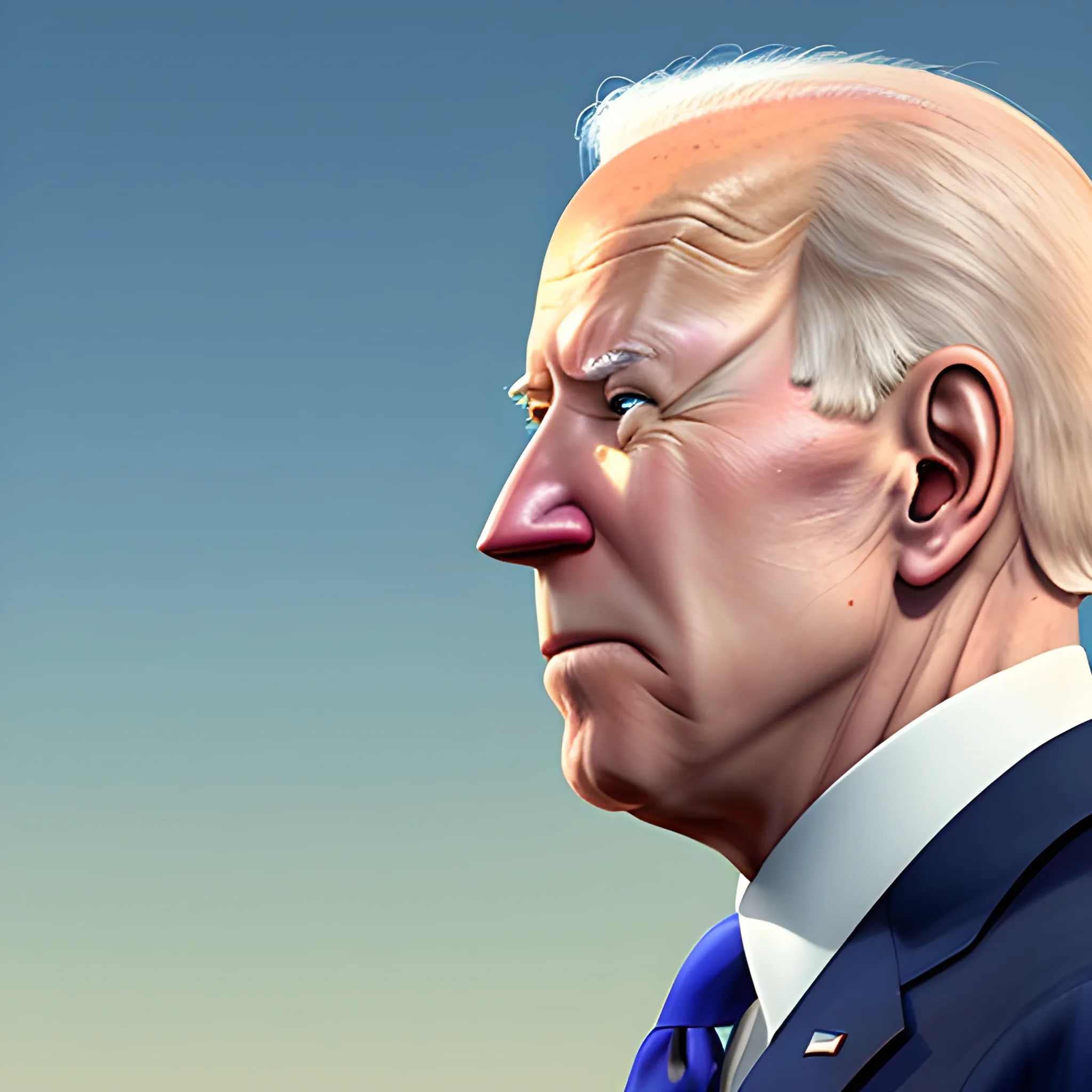 Joe Biden, in a pixar movie, 3d, in profile